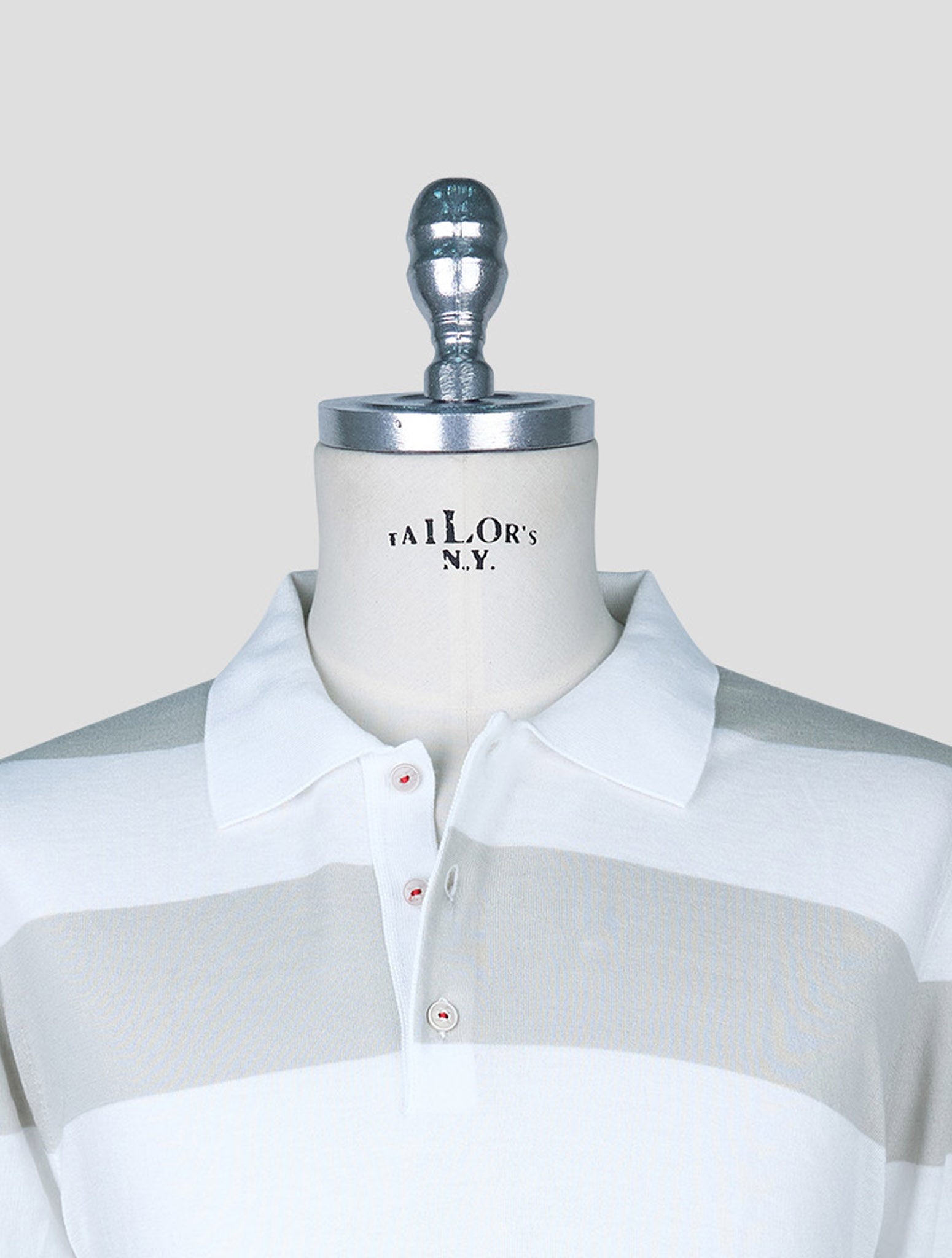 Kiton Beige White Cotton Polo