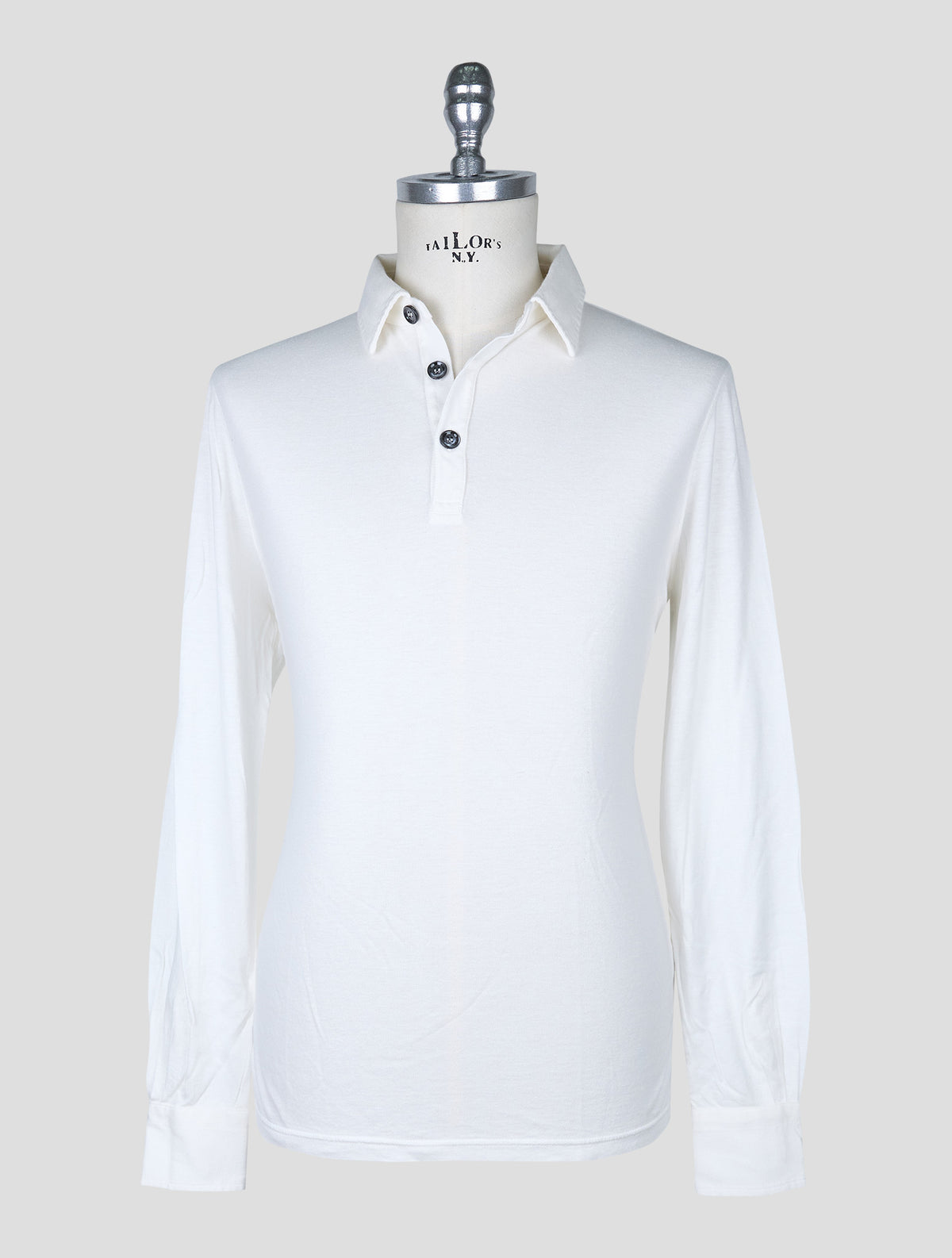 Kiton White Cotton Cashmere Sweater Polo