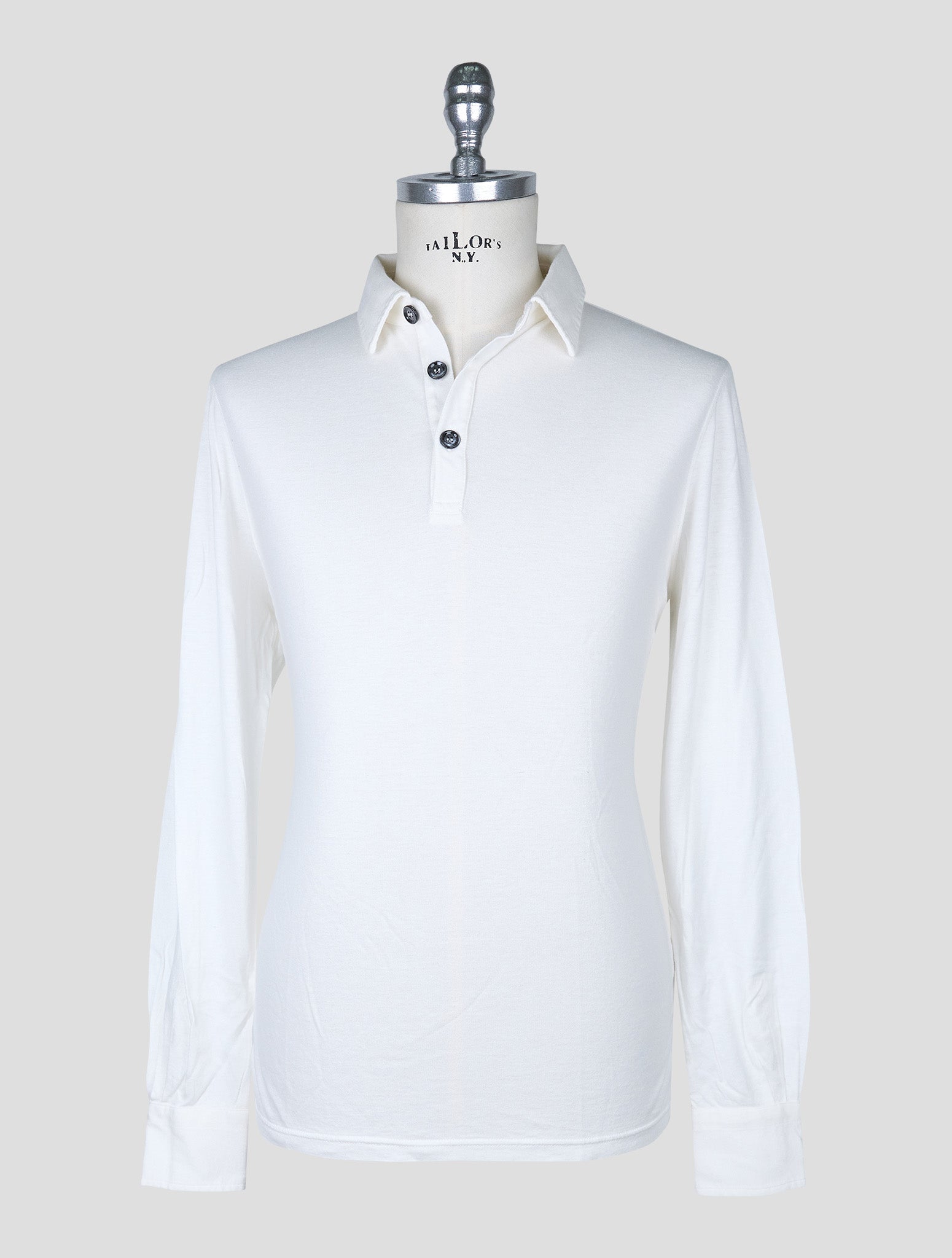 Kiton White Cotton Cashmere Sweater Polo
