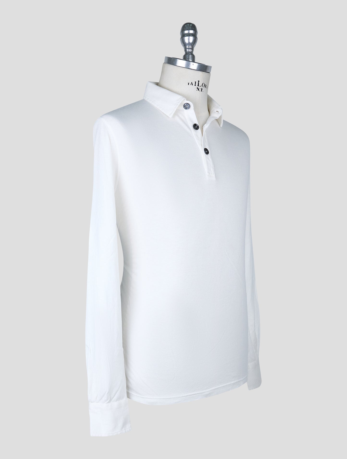 Kiton White Cotton Cashmere Sweater Polo