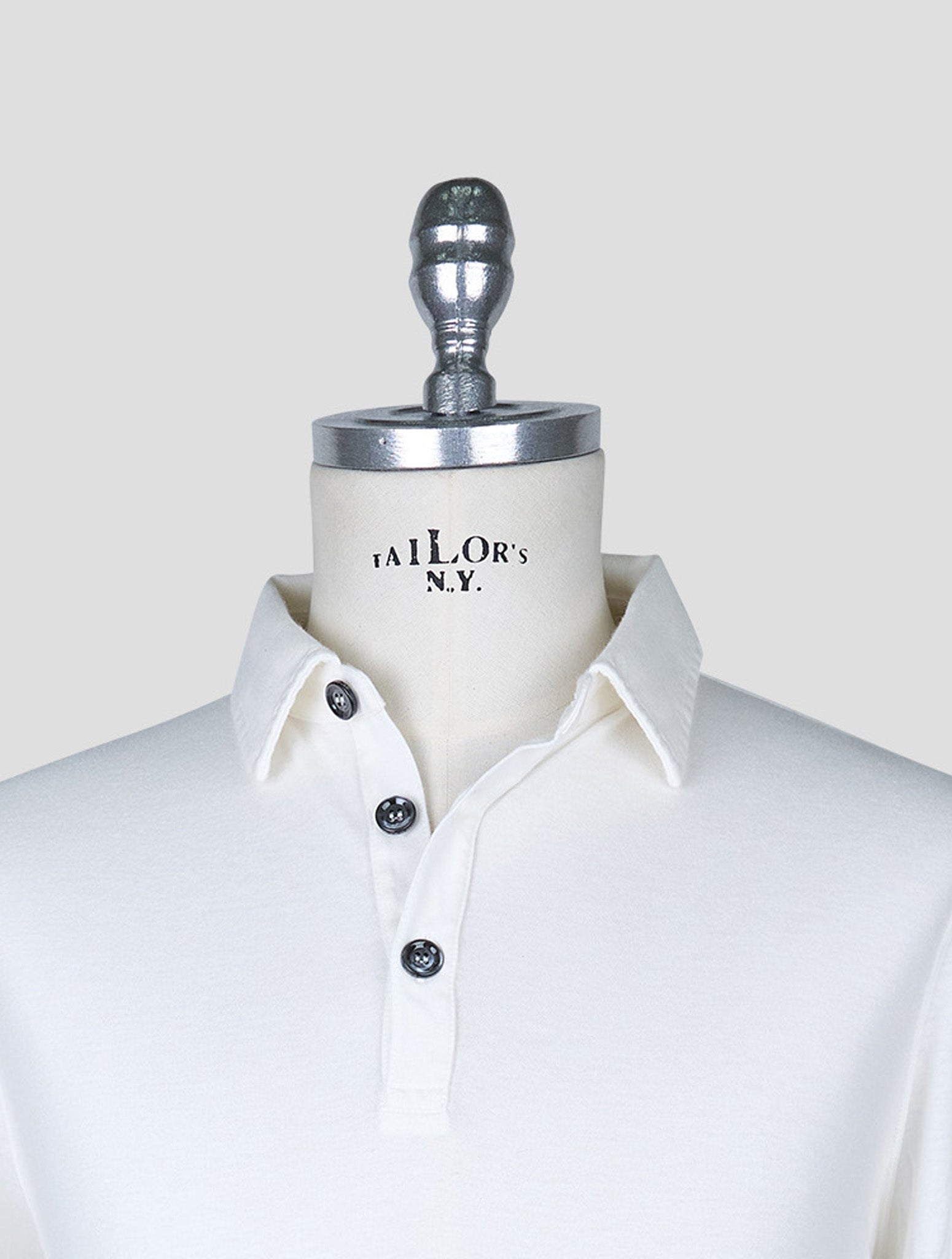 Kiton White Cotton Cashmere Sweater Polo