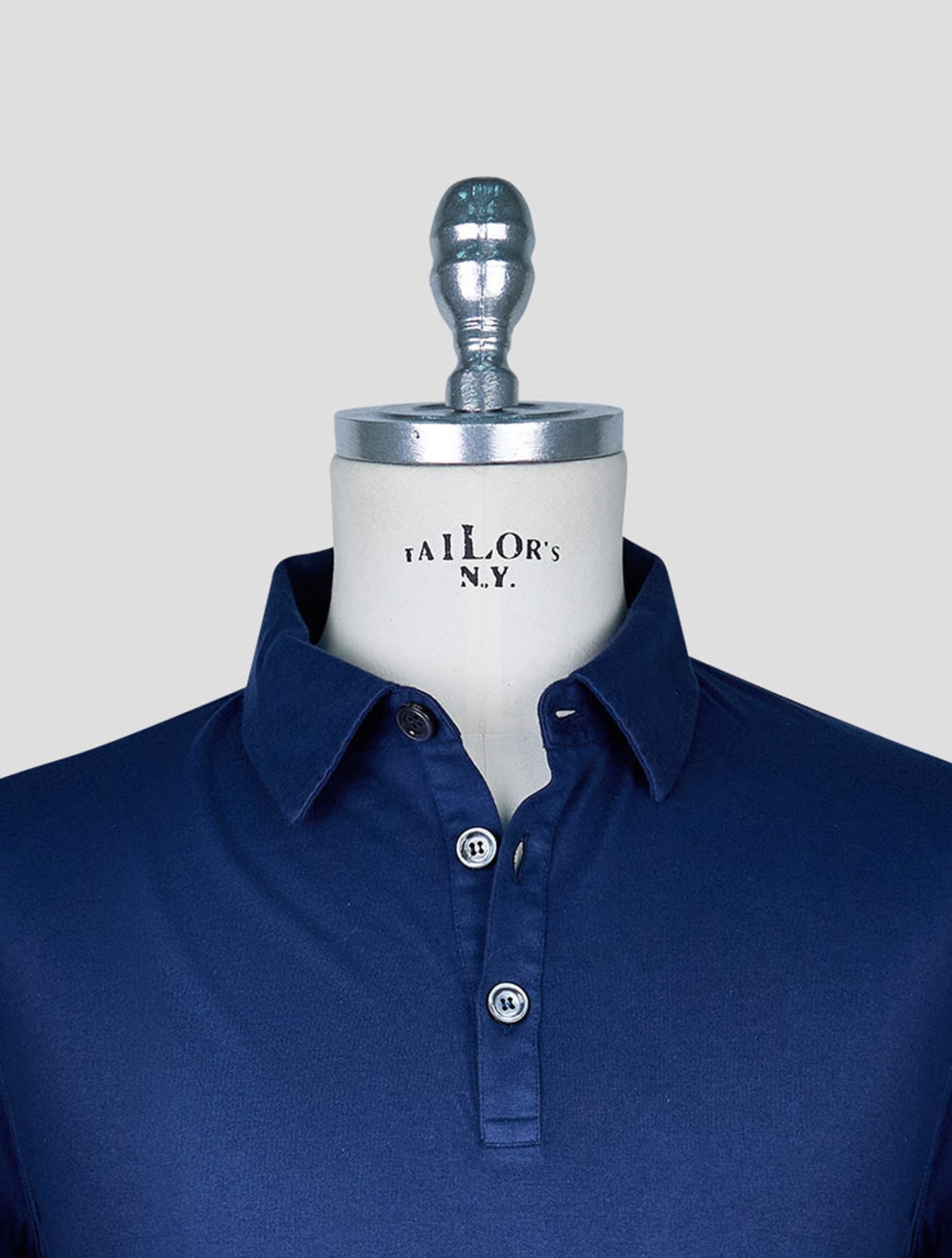 Kiton Blue Cotton Cashmere  Polo