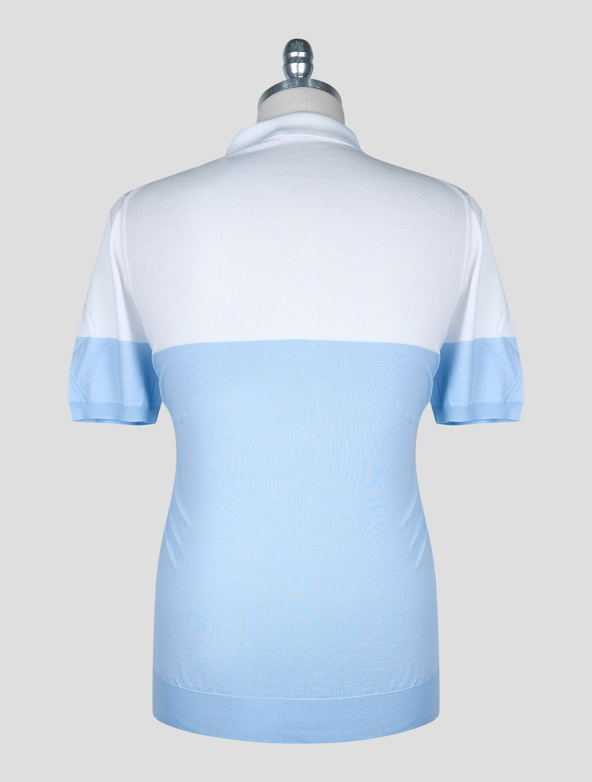 Kiton Light Blue White Cotton Polo