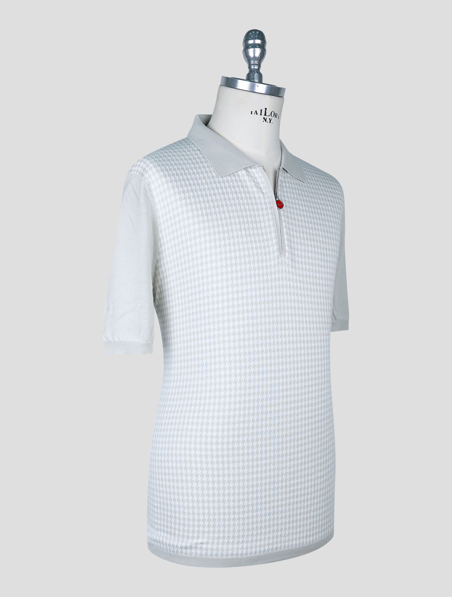 Kiton Gray White Cotton Polo