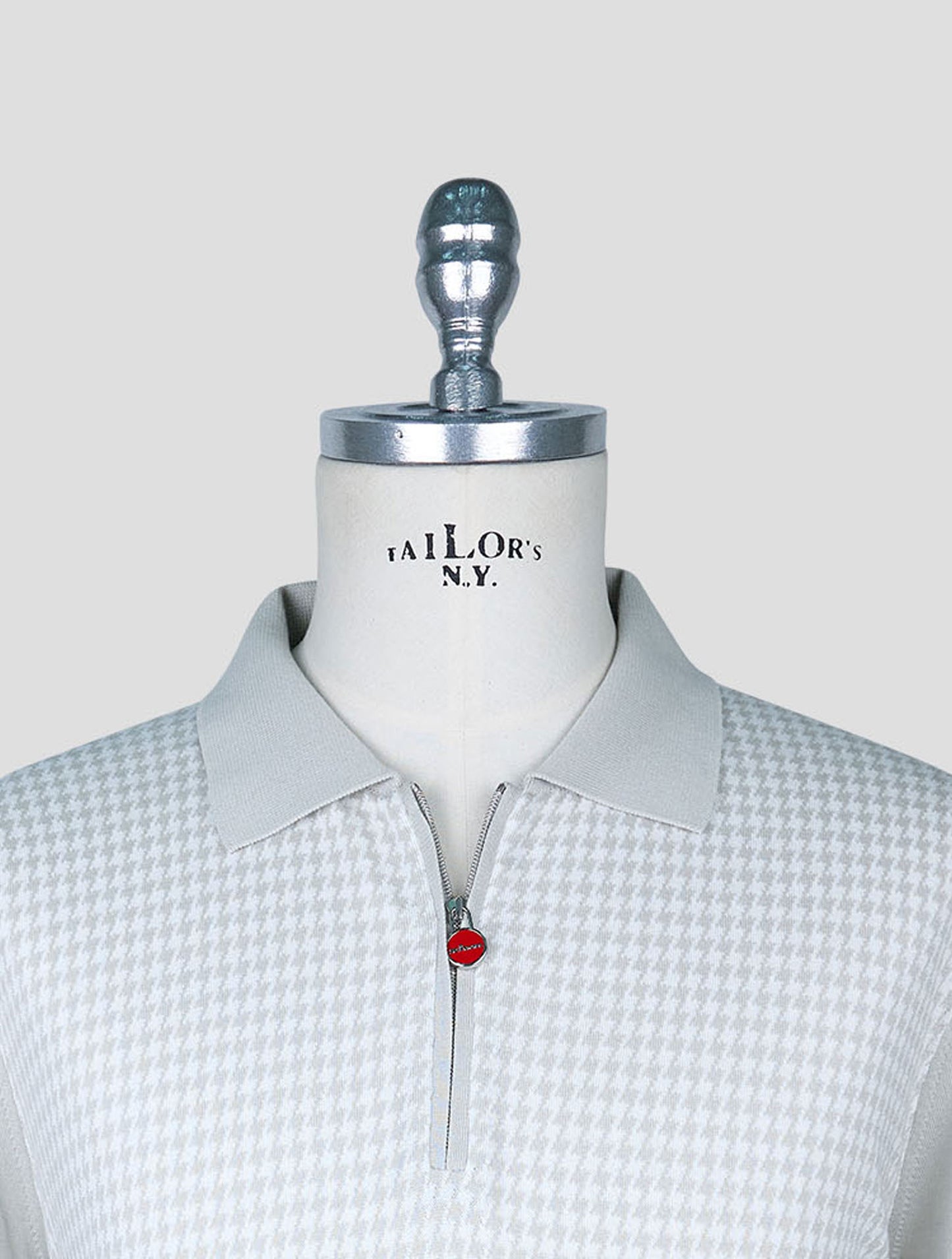 Kiton Gray White Cotton Polo