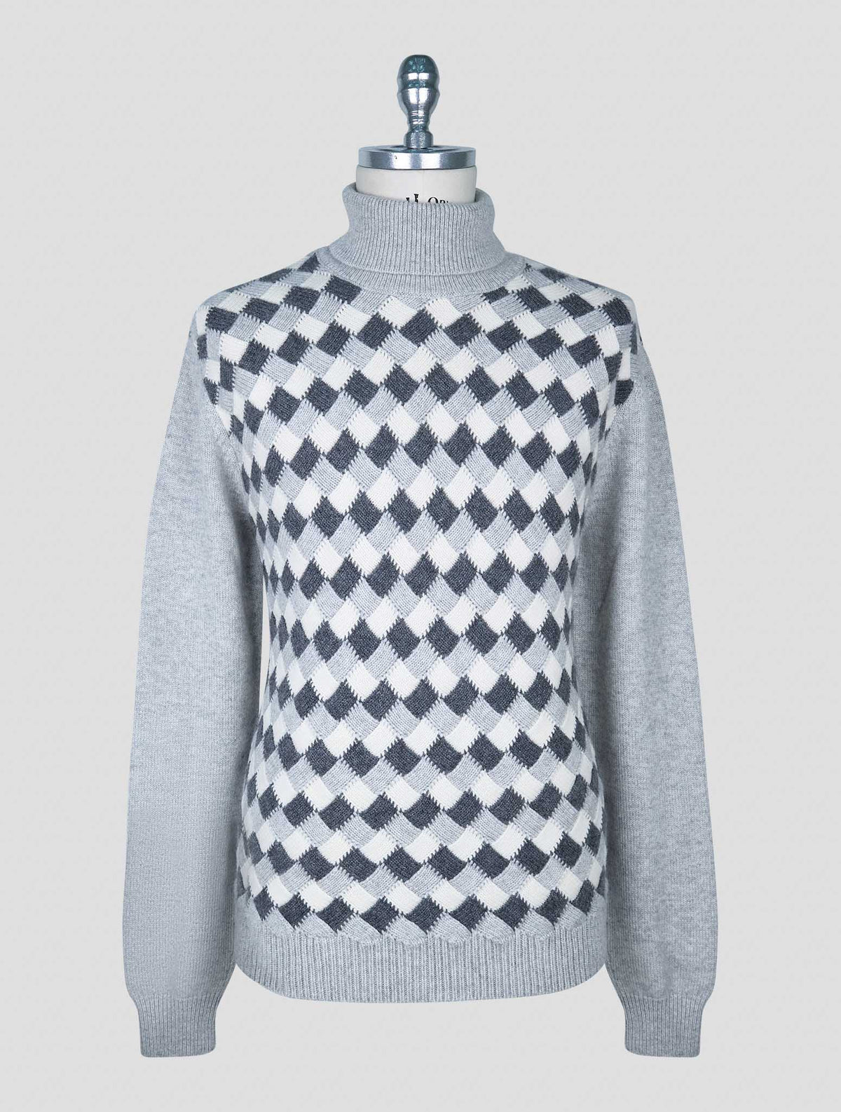 Kiton Gray White Cashmere Sweater Turtleneck