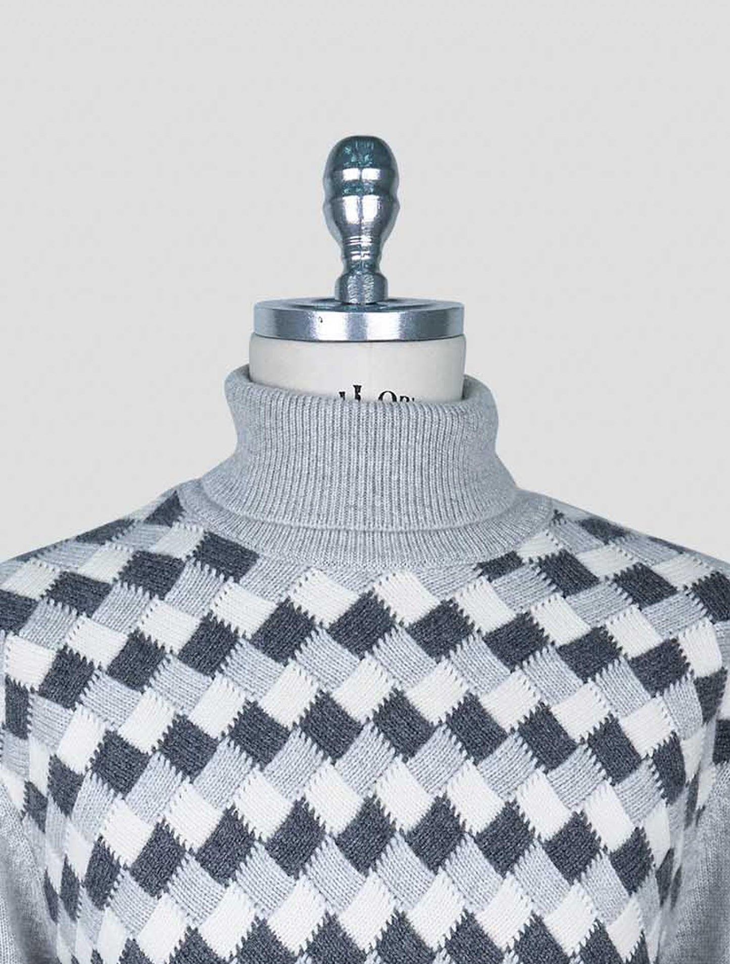 Kiton Gray White Cashmere Sweater Turtleneck