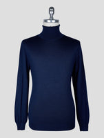 Kiton Blue Cashmere Silk Sweater Turtleneck