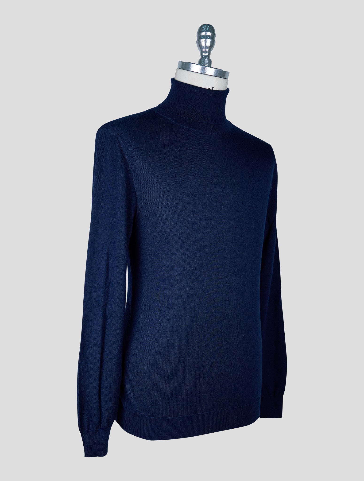 Kiton Blue Cashmere Silk Sweater Turtleneck