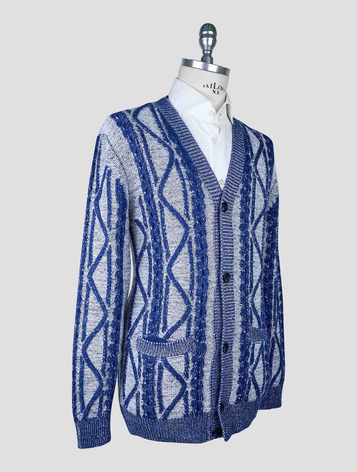 Kiton Blue Gray Cashmere Cardigan