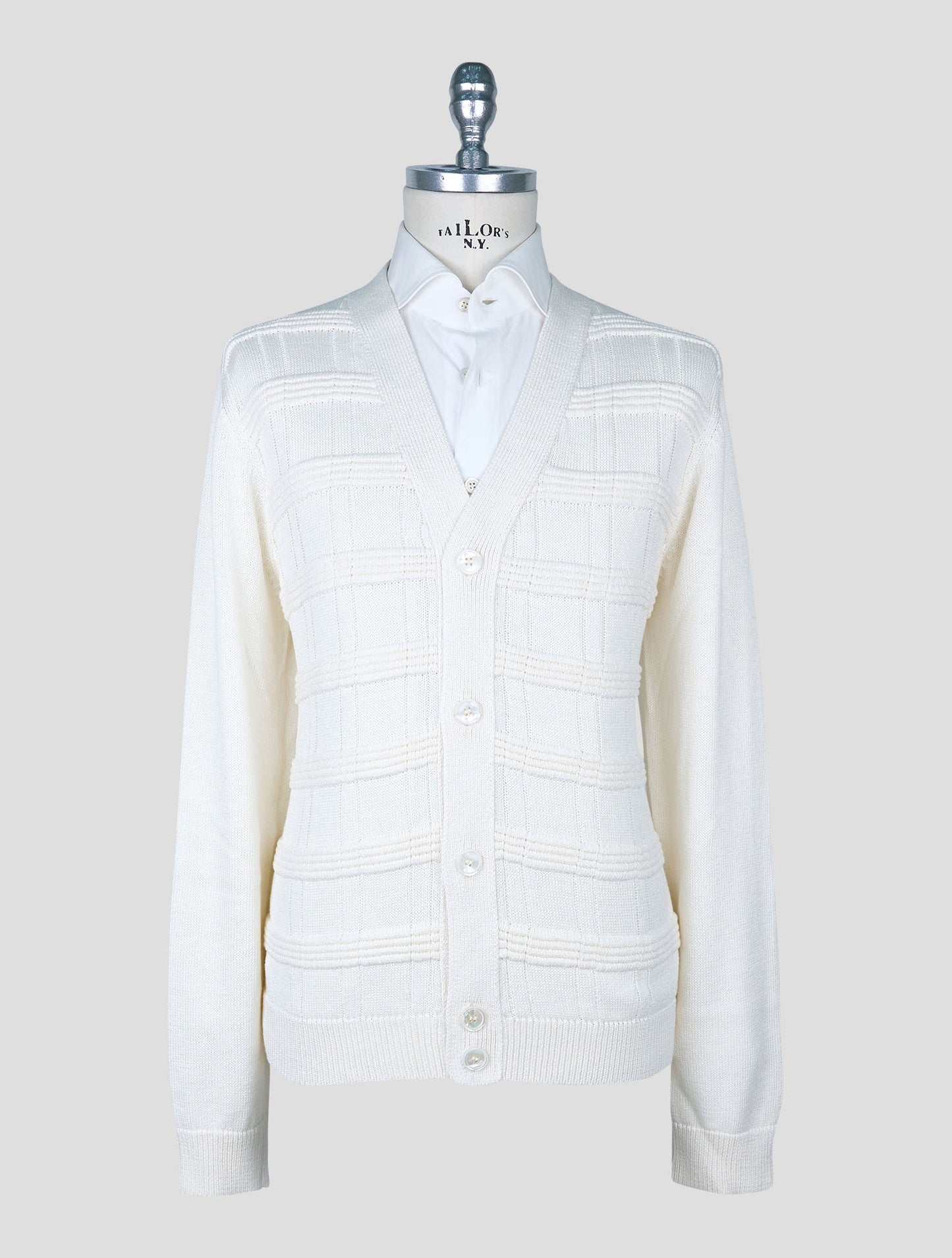 Kiton White Cotton Silk Cardigan