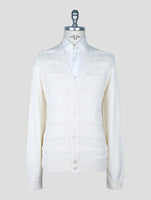 Kiton White Cotton Silk Cardigan