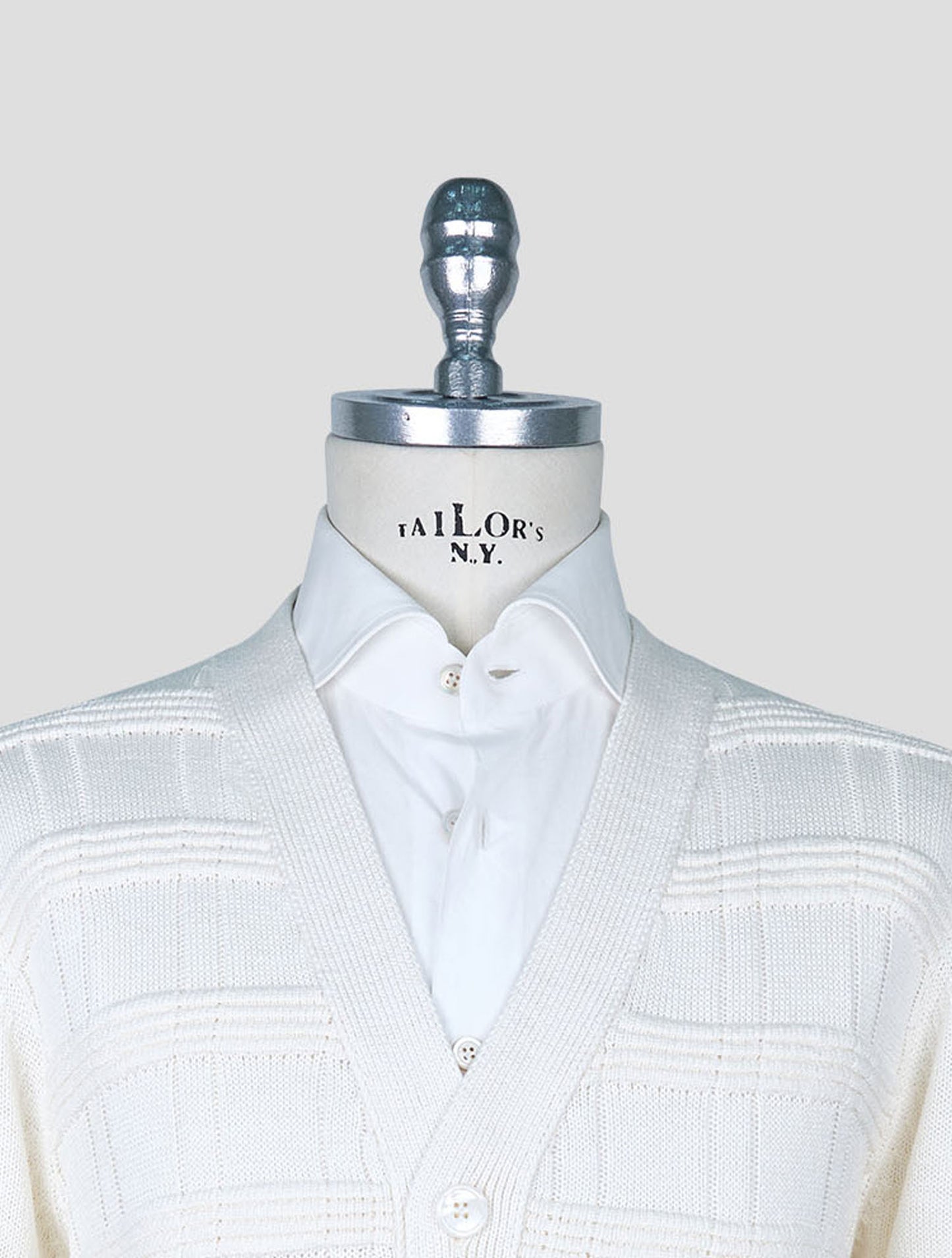 Kiton White Cotton Silk Cardigan