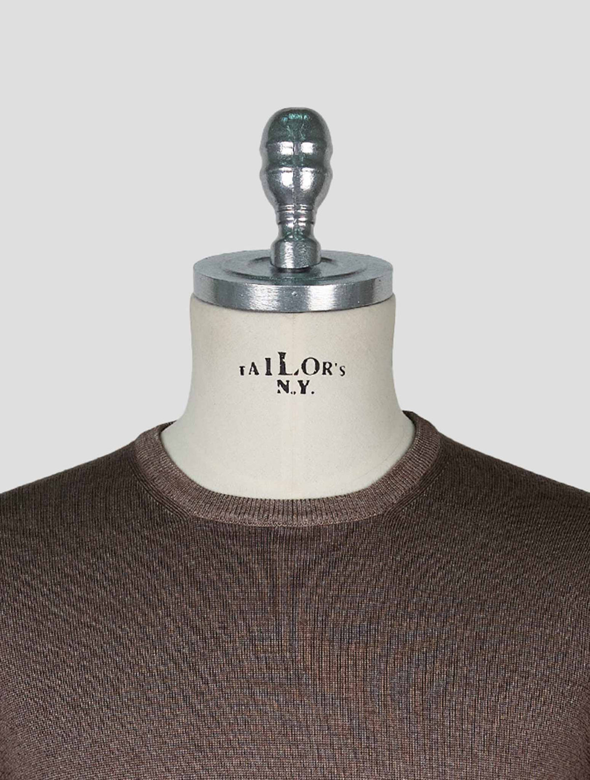 Kiton Brown Gray Wool Sweater Crewneck