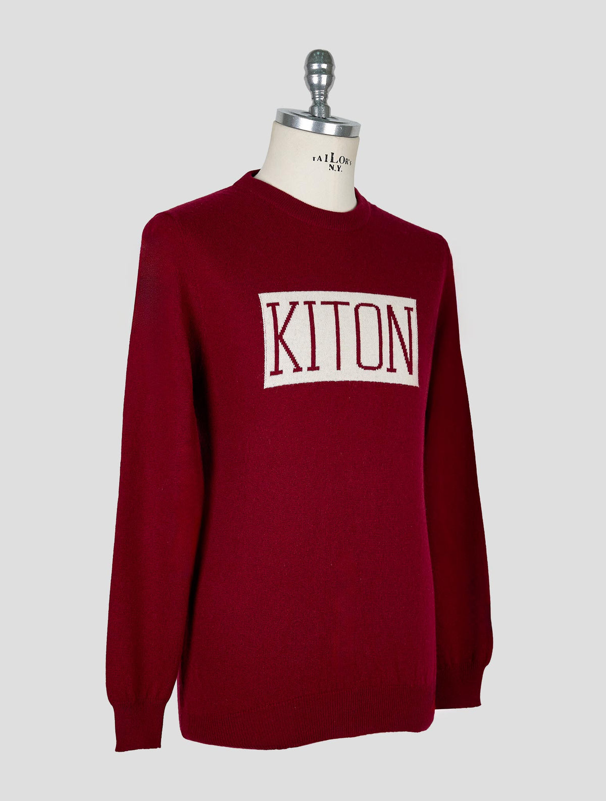 Kiton Burgundy White Cashmere Sweater Crewneck