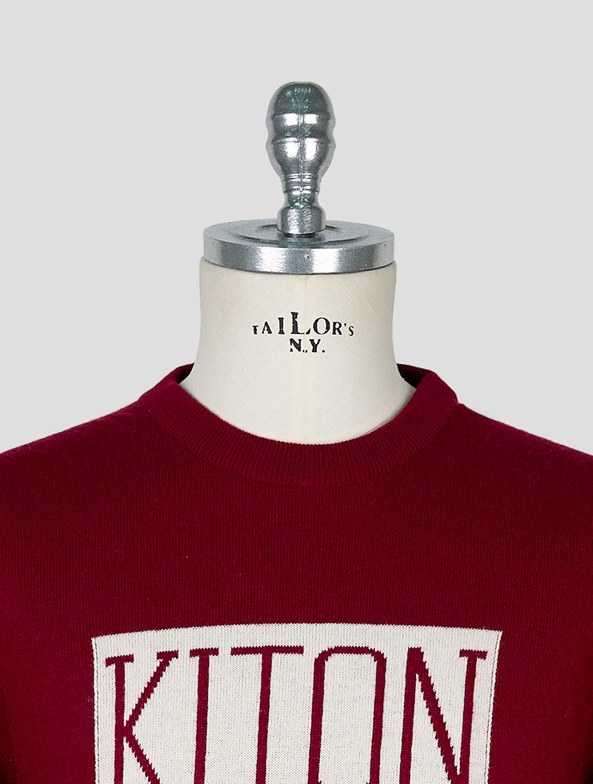 Kiton Burgundy White Cashmere Sweater Crewneck