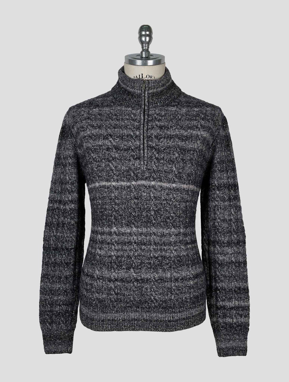 Kiton Gray Cashmere Sweater Half Zip