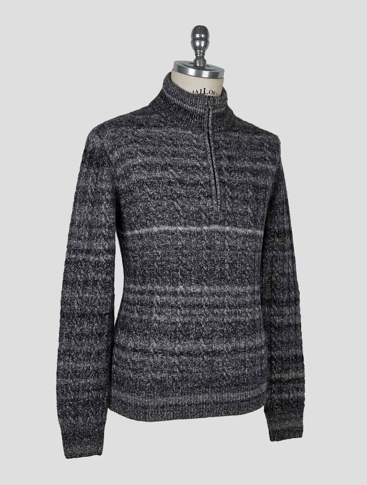 Kiton Gray Cashmere Sweater Half Zip