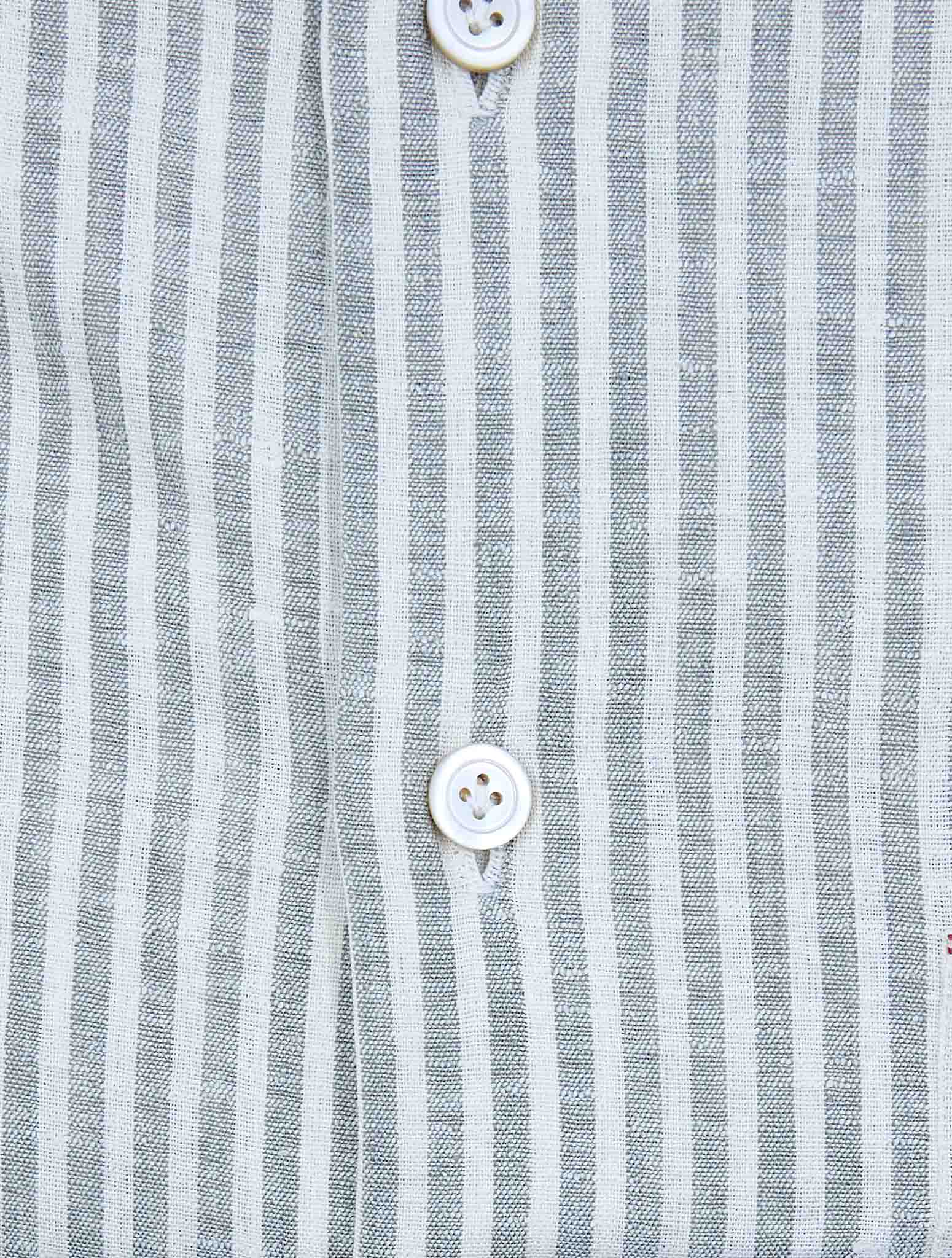 Kiton Gray White Linen Pl Ea Shirt Nerano