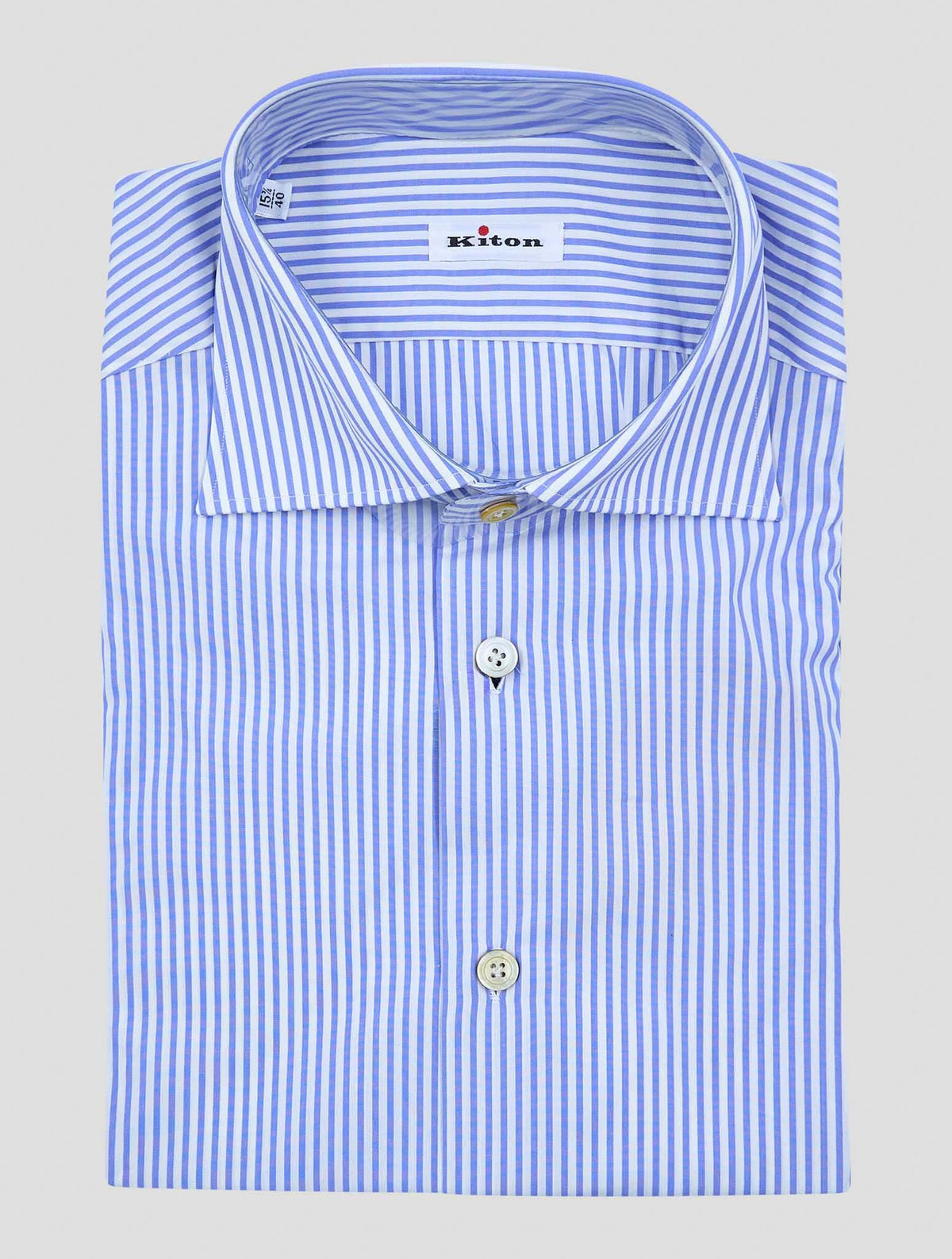Kiton Light Blue White Cotton Shirt