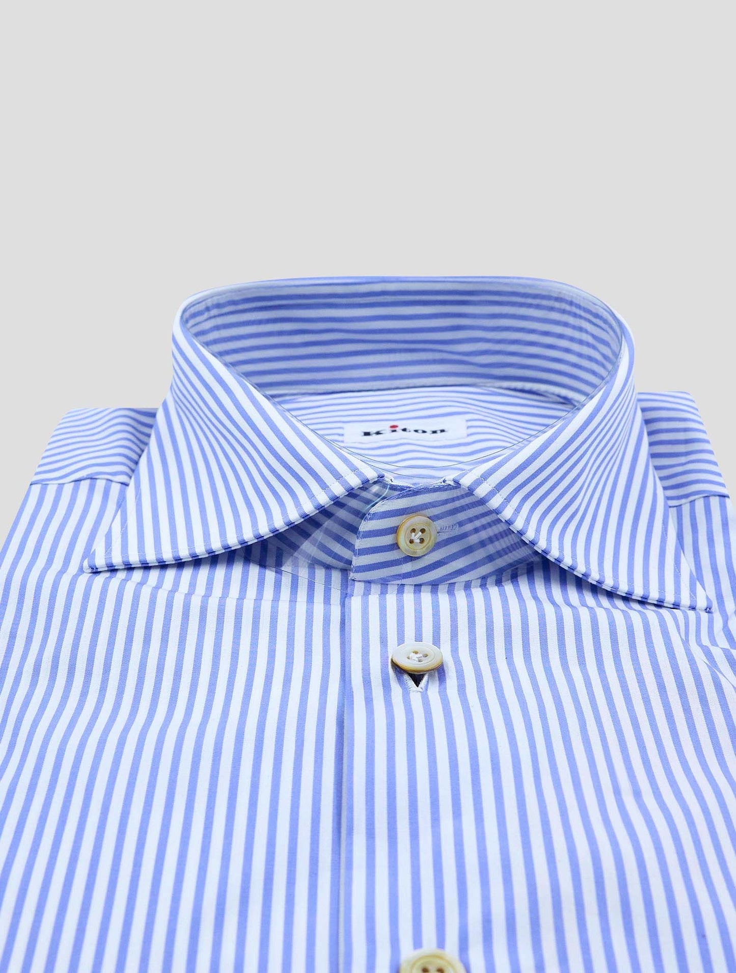 Kiton Light Blue White Cotton Shirt