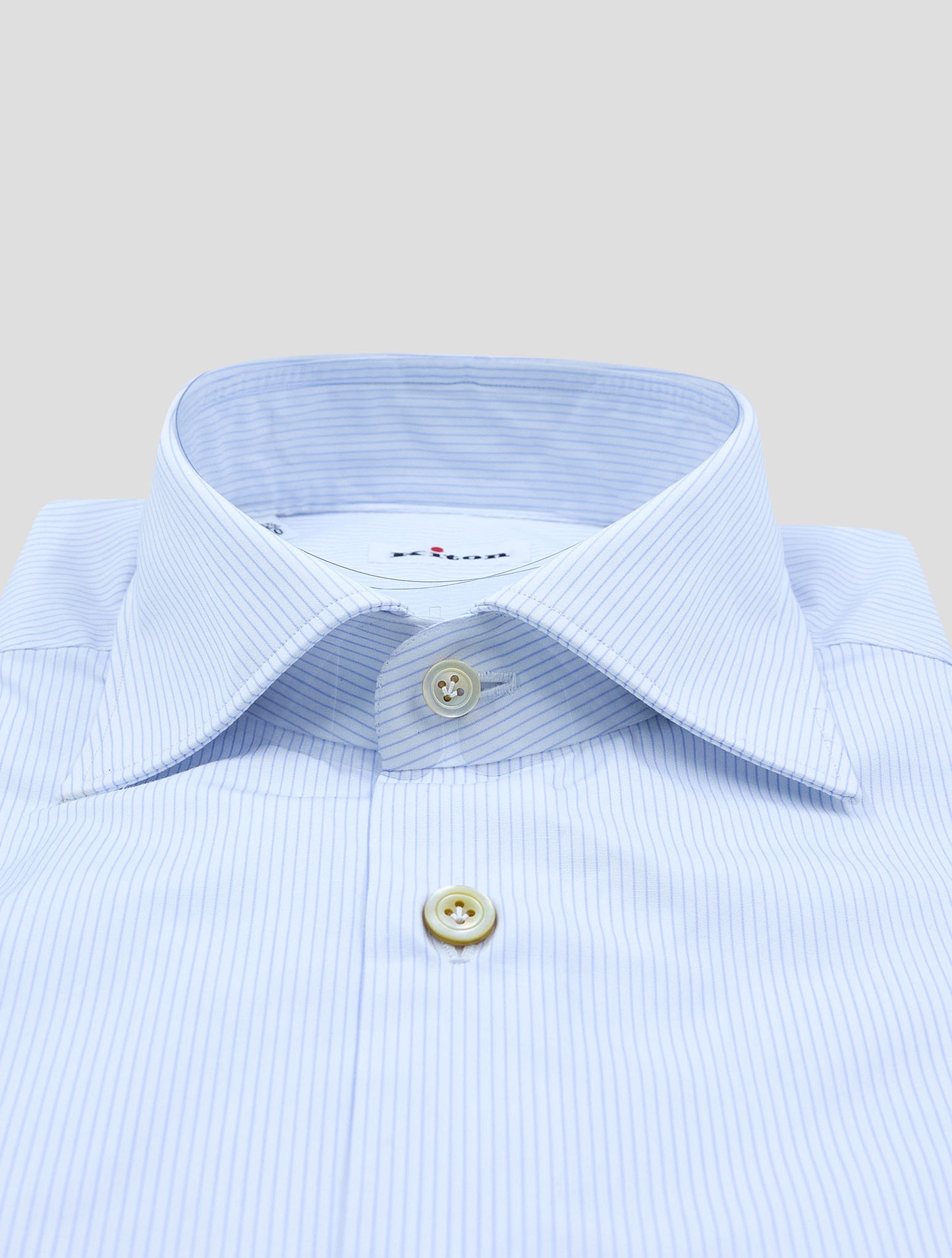 Kiton Light Blue White Cotton Shirt