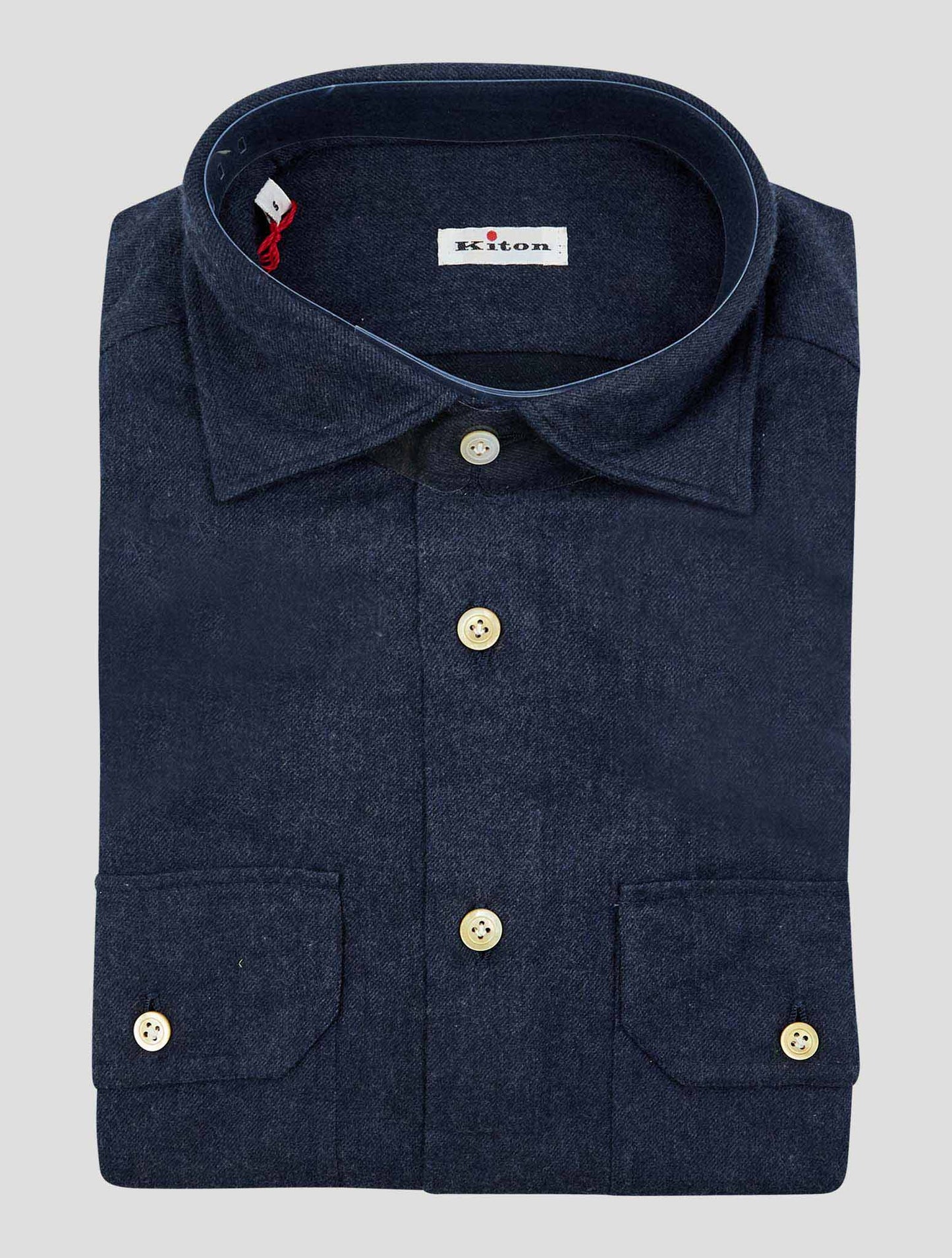 Kiton Blue Cotton Shirt