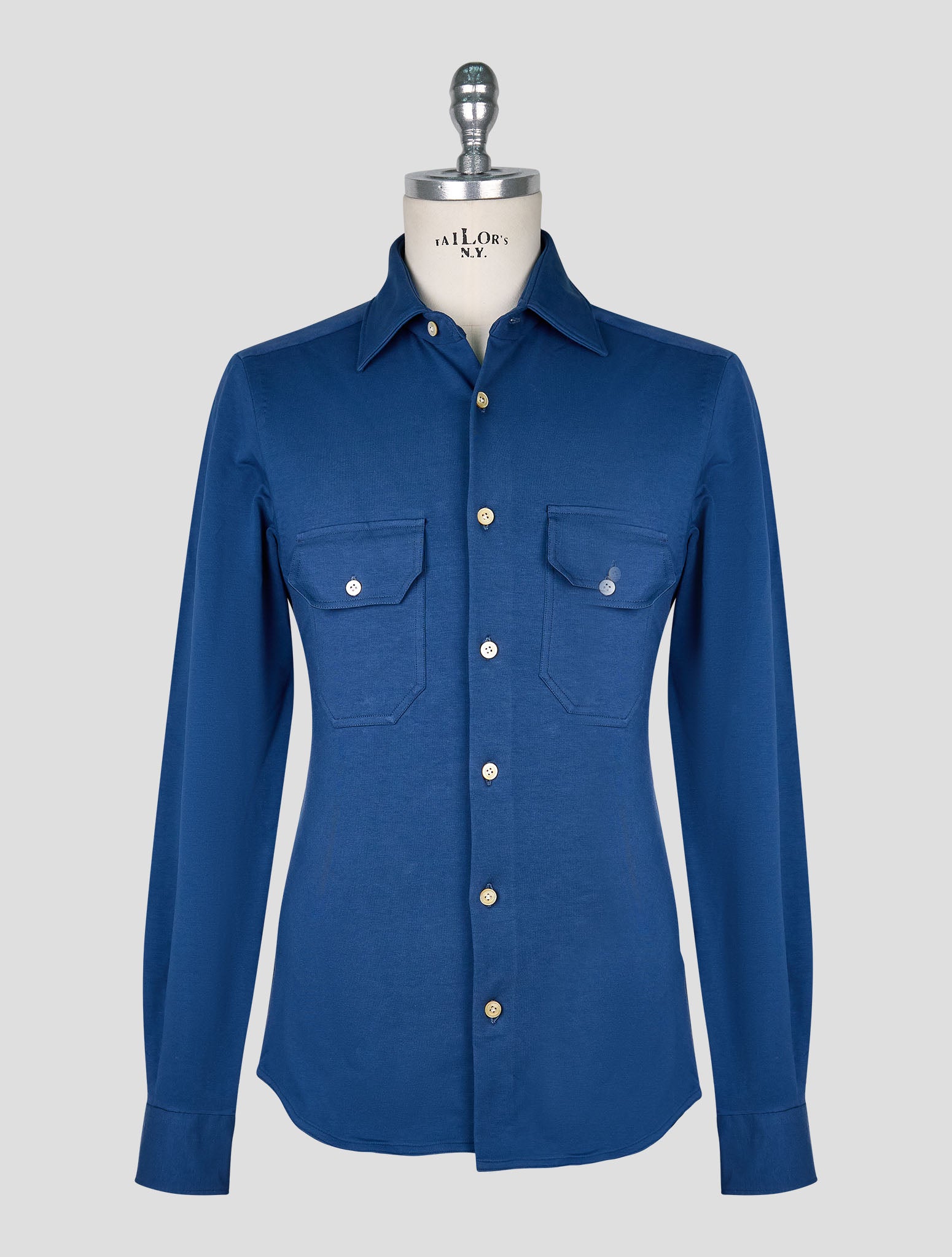 Kiton Blue Cotton Ea Shirt