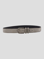 Kiton Gray Leather Suede Belt