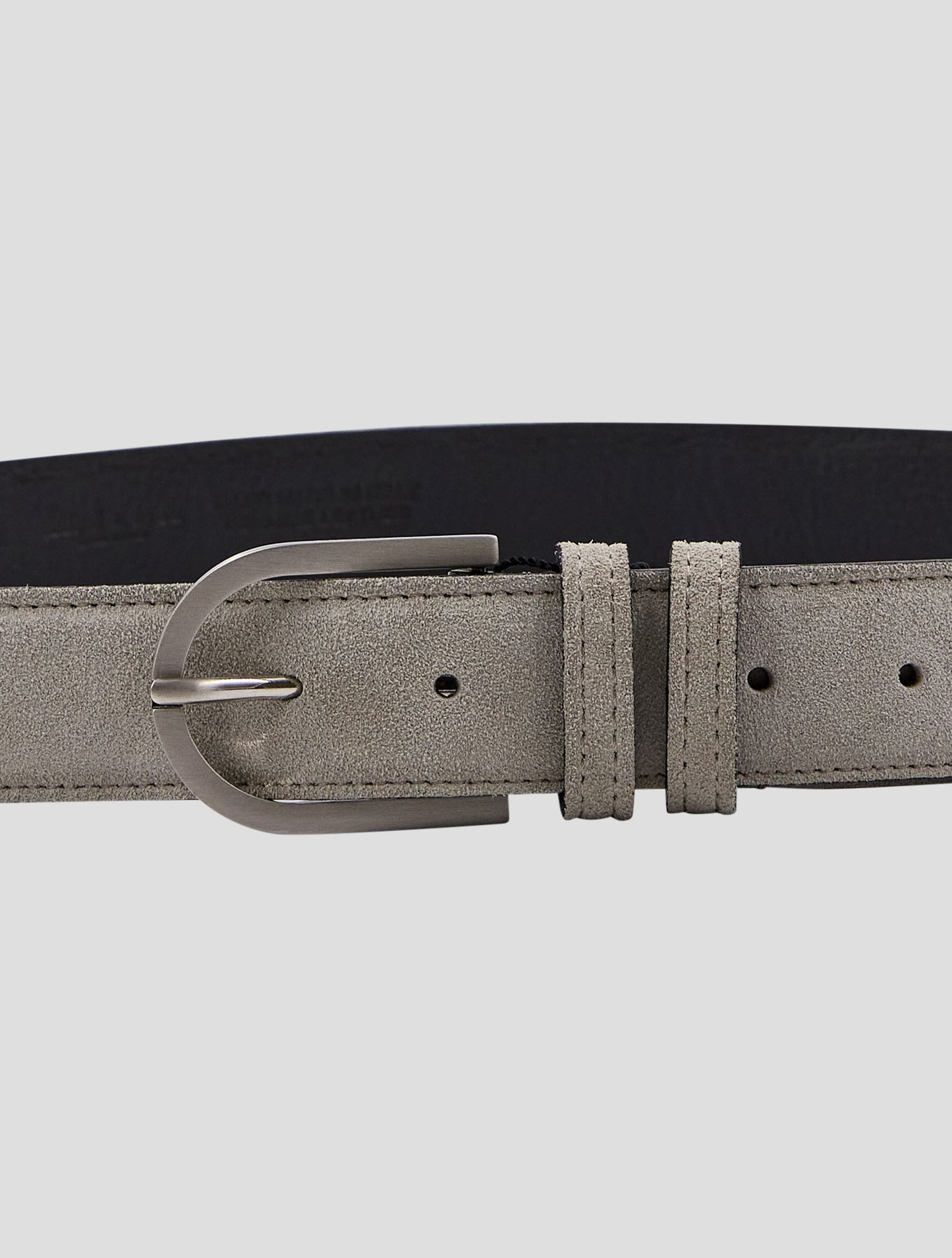 Kiton Gray Leather Suede Belt