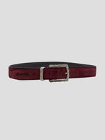 Kiton Burgundy Leather Suede Belt