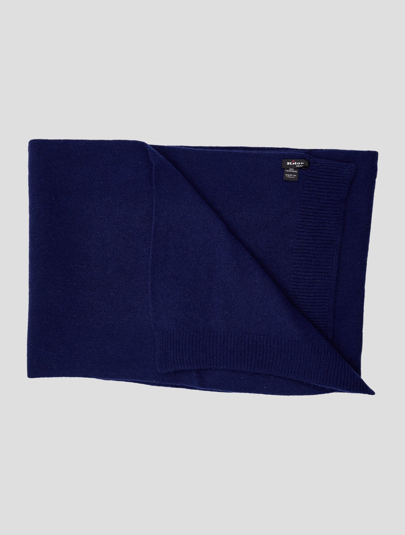 Kiton Blue Cashmere Scarf 30x180