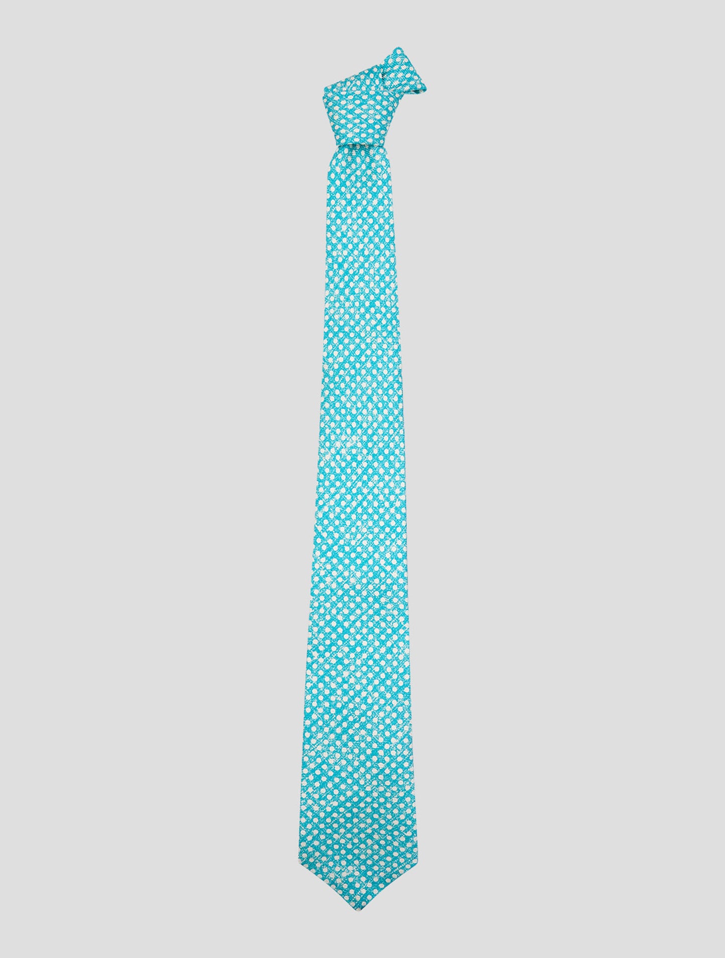 Kiton Light Blue White Silk Tie