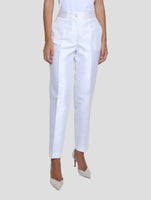 Kiton White Cotton Silk Pants Women