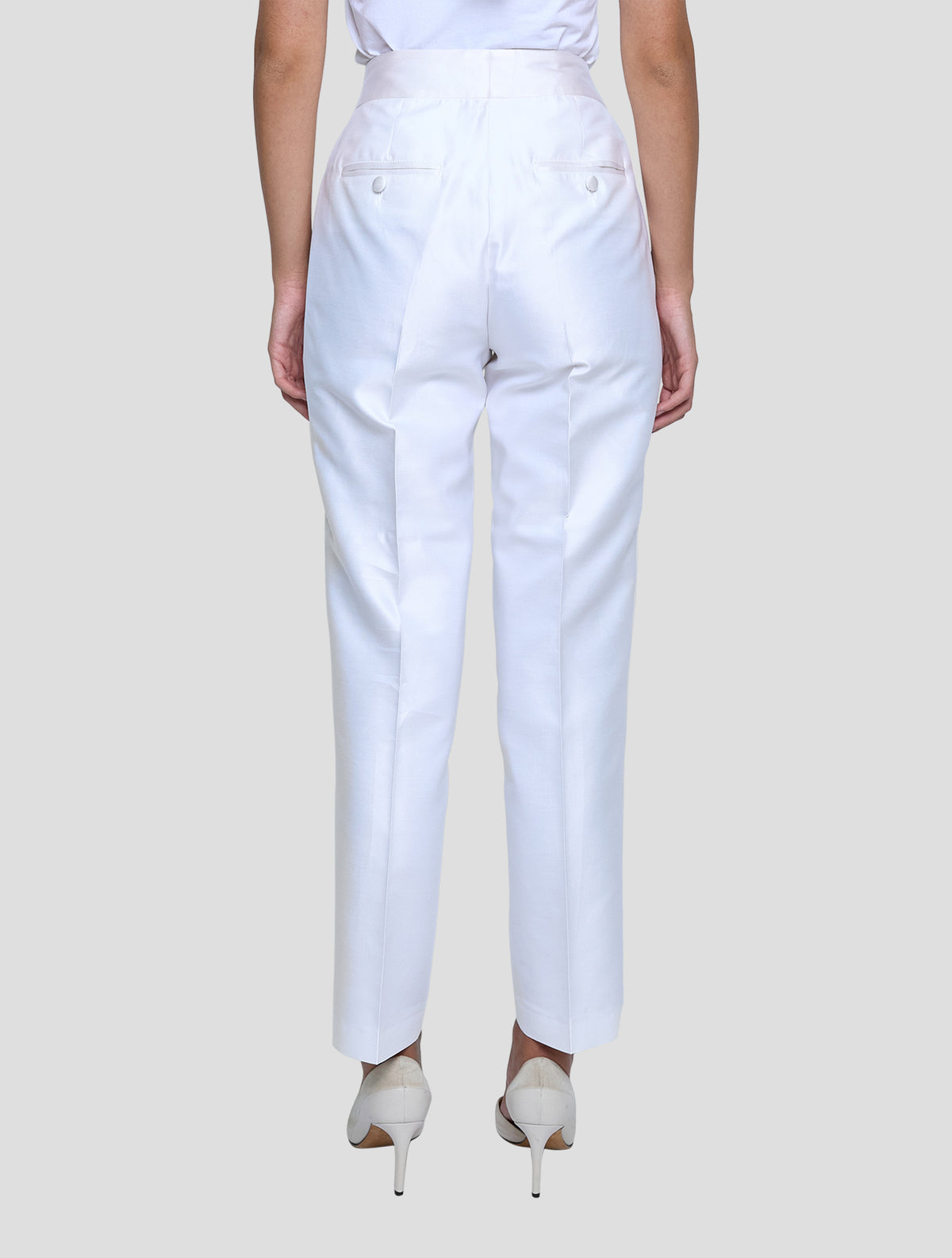 Kiton White Cotton Silk Pants Women