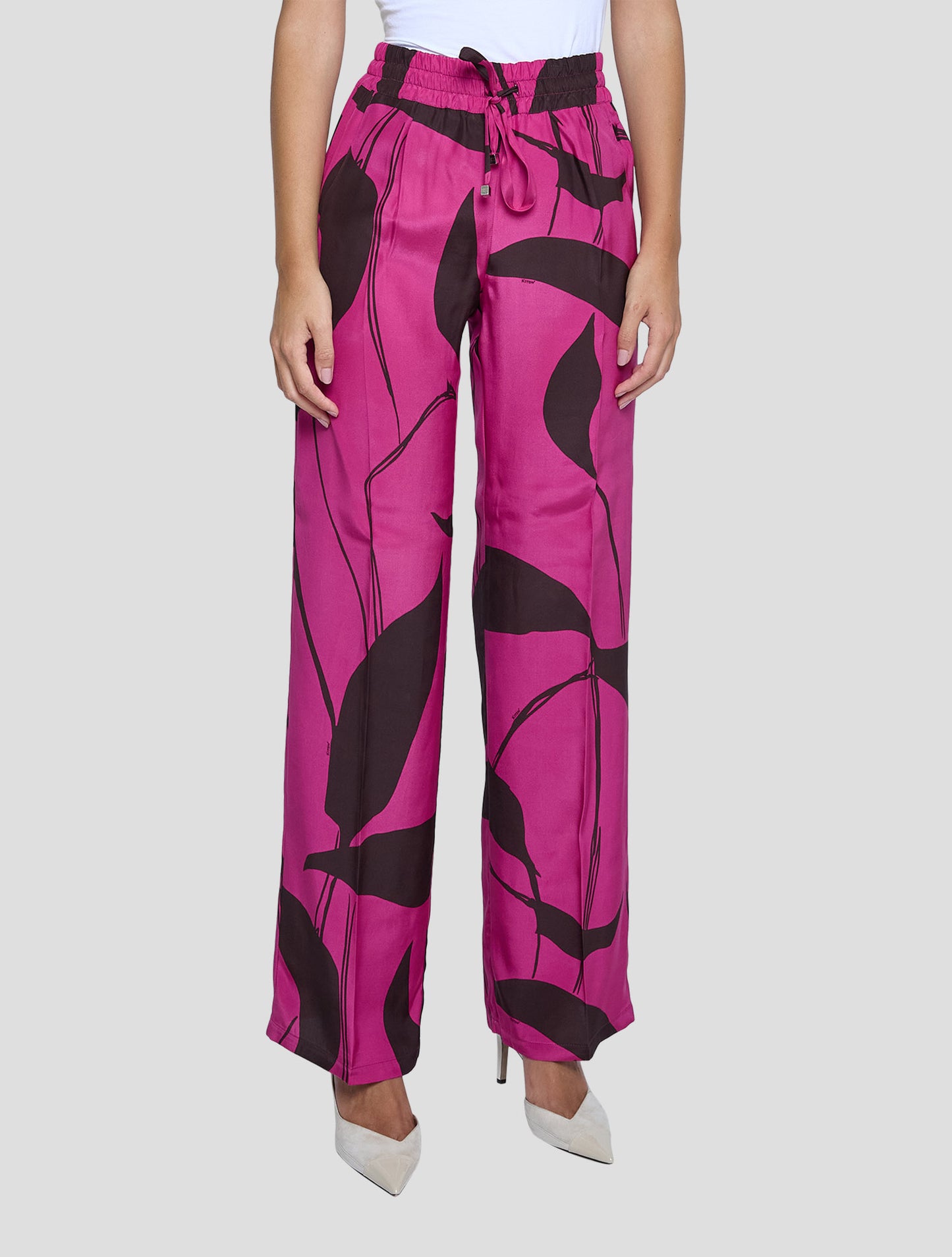 Kiton Fuchsia Brown Silk Pants Women