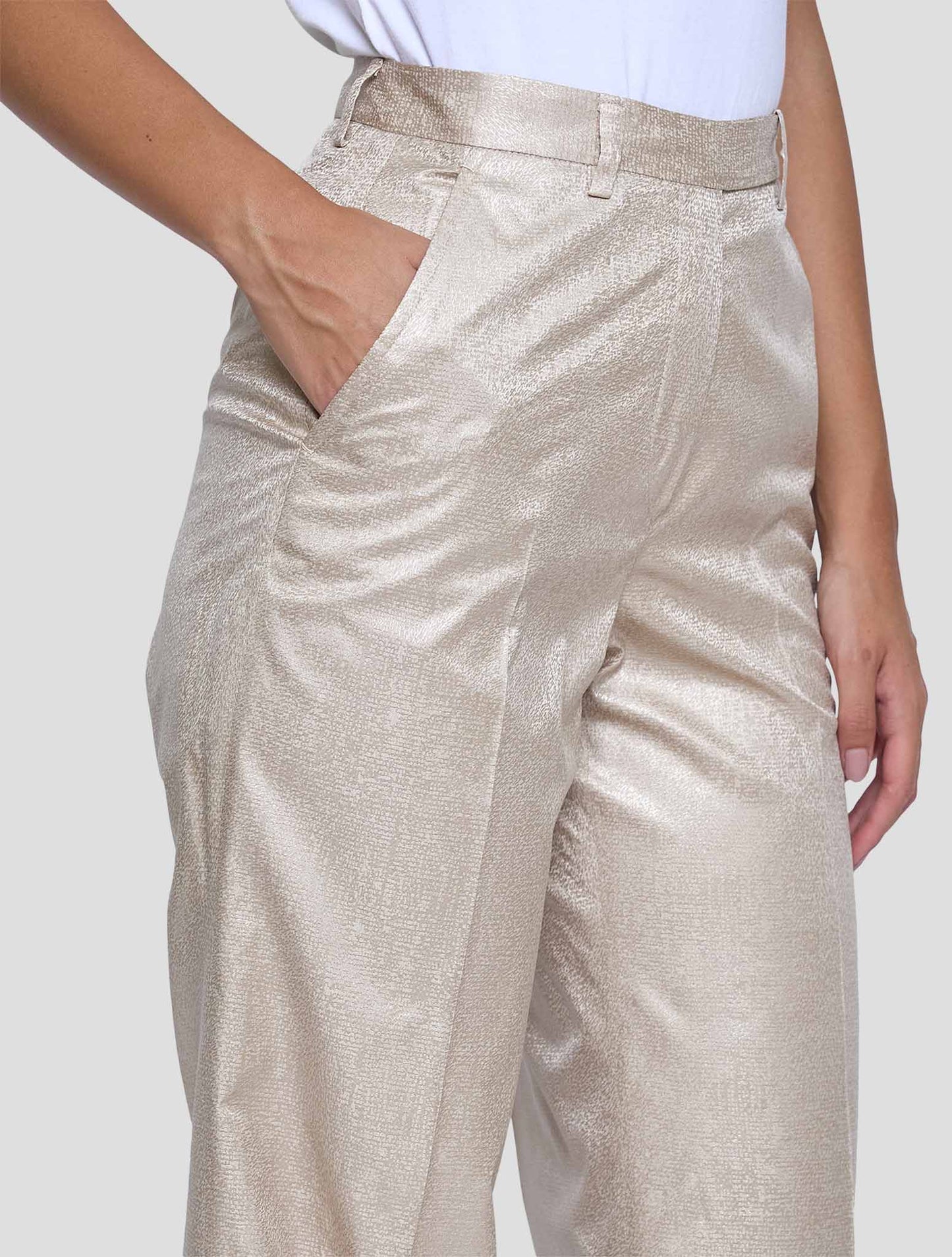 Kiton Beige Silk Pants Women