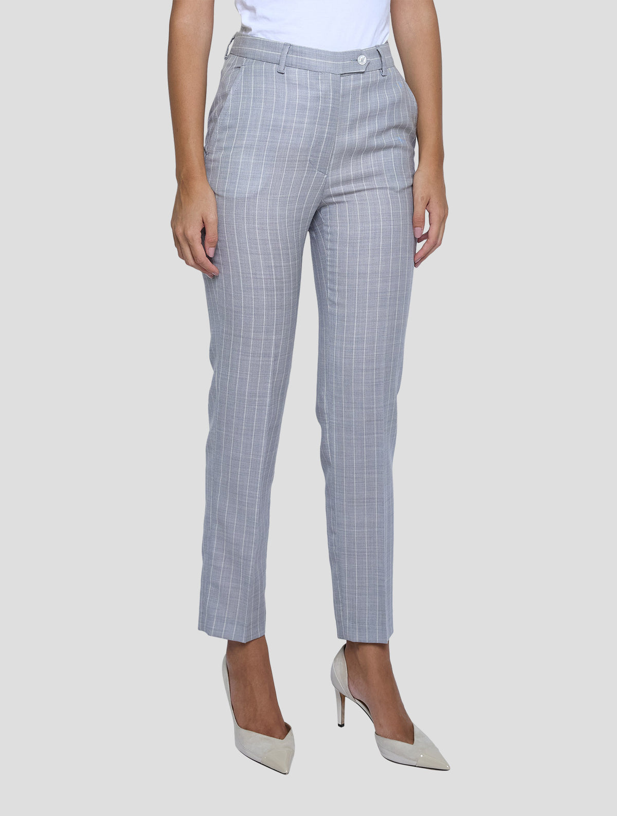 Kiton Gray White Wool Pants Women