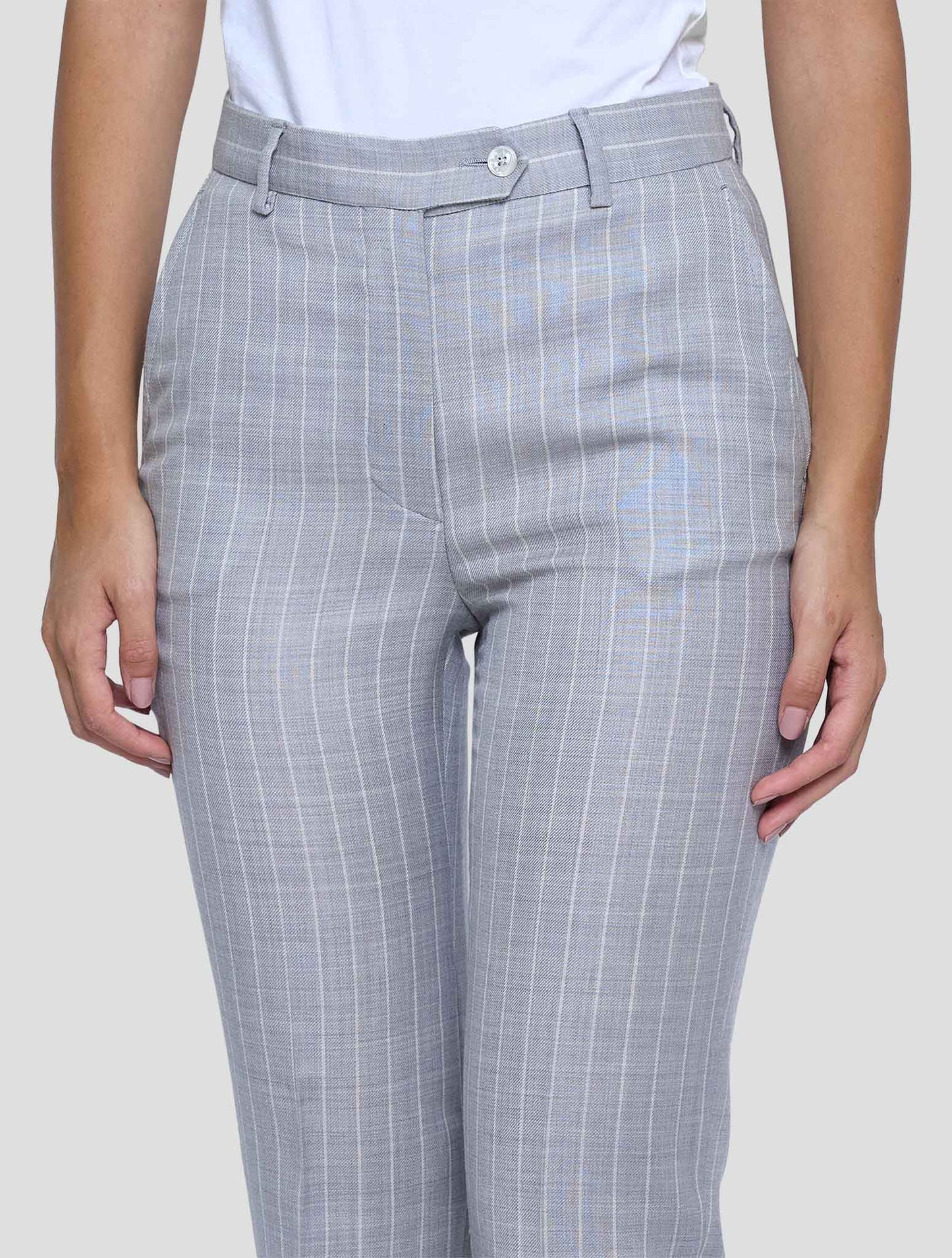 Kiton Gray White Wool Pants Women