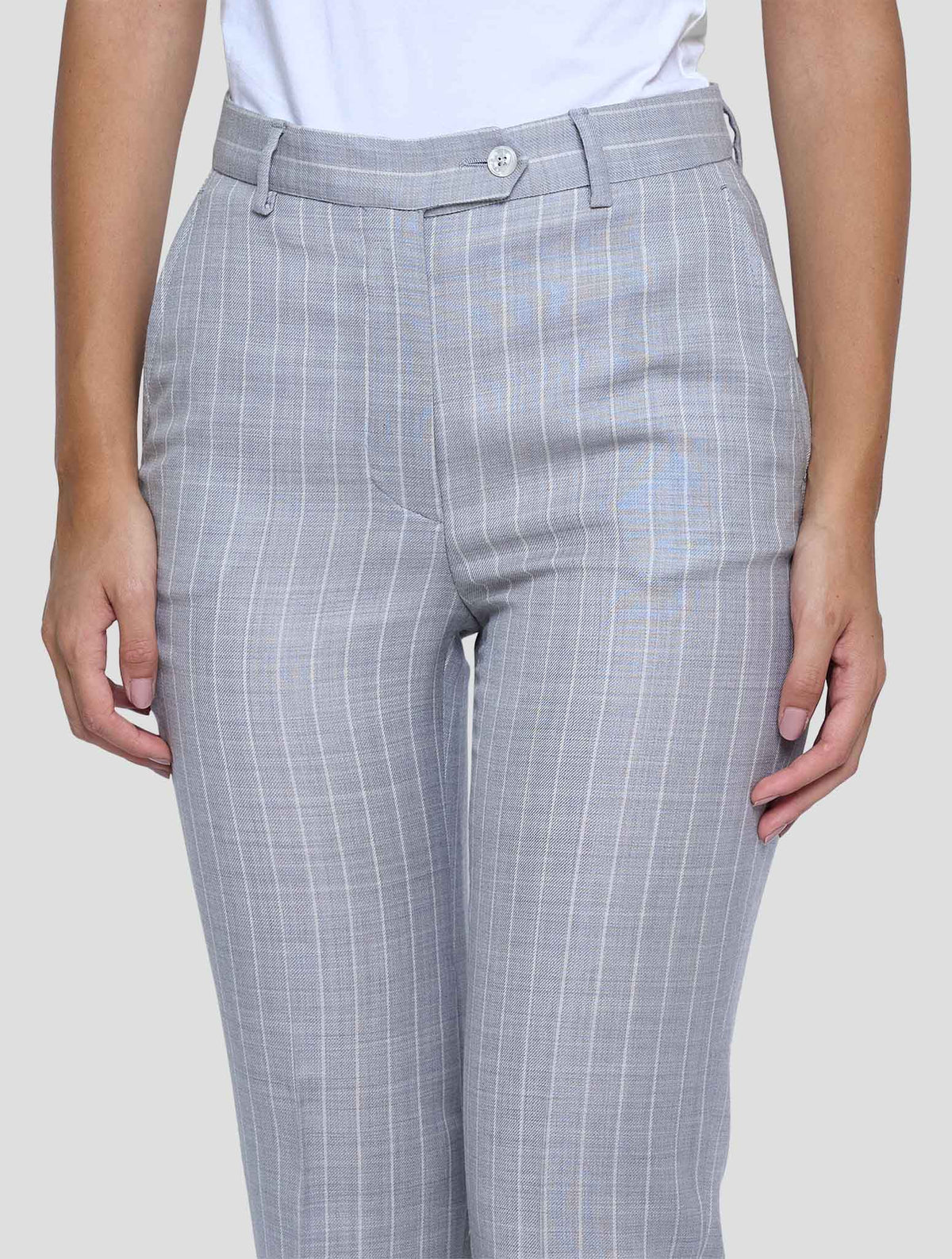 Kiton Gray White Wool Pants Women