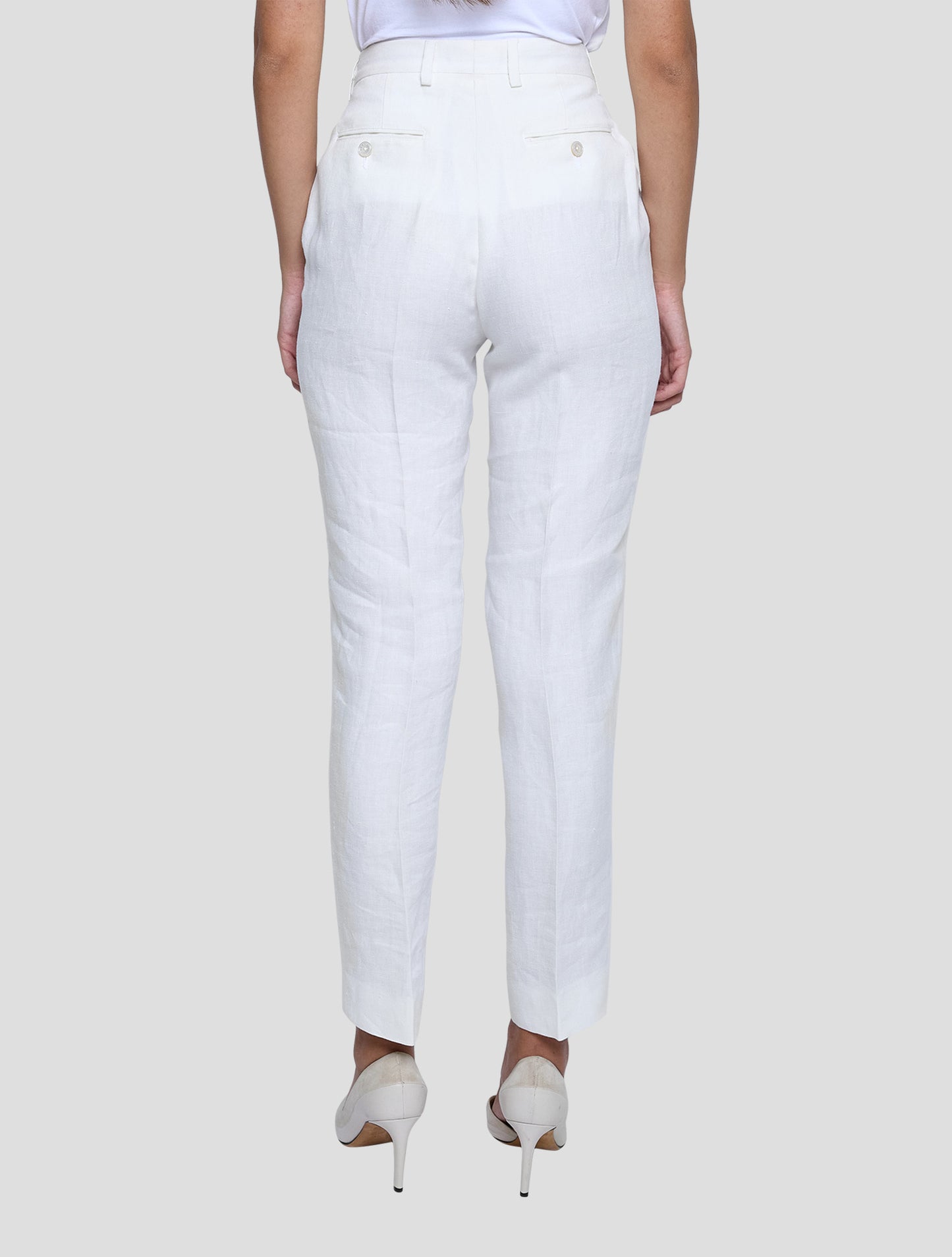 Kiton White Linen Pants Women
