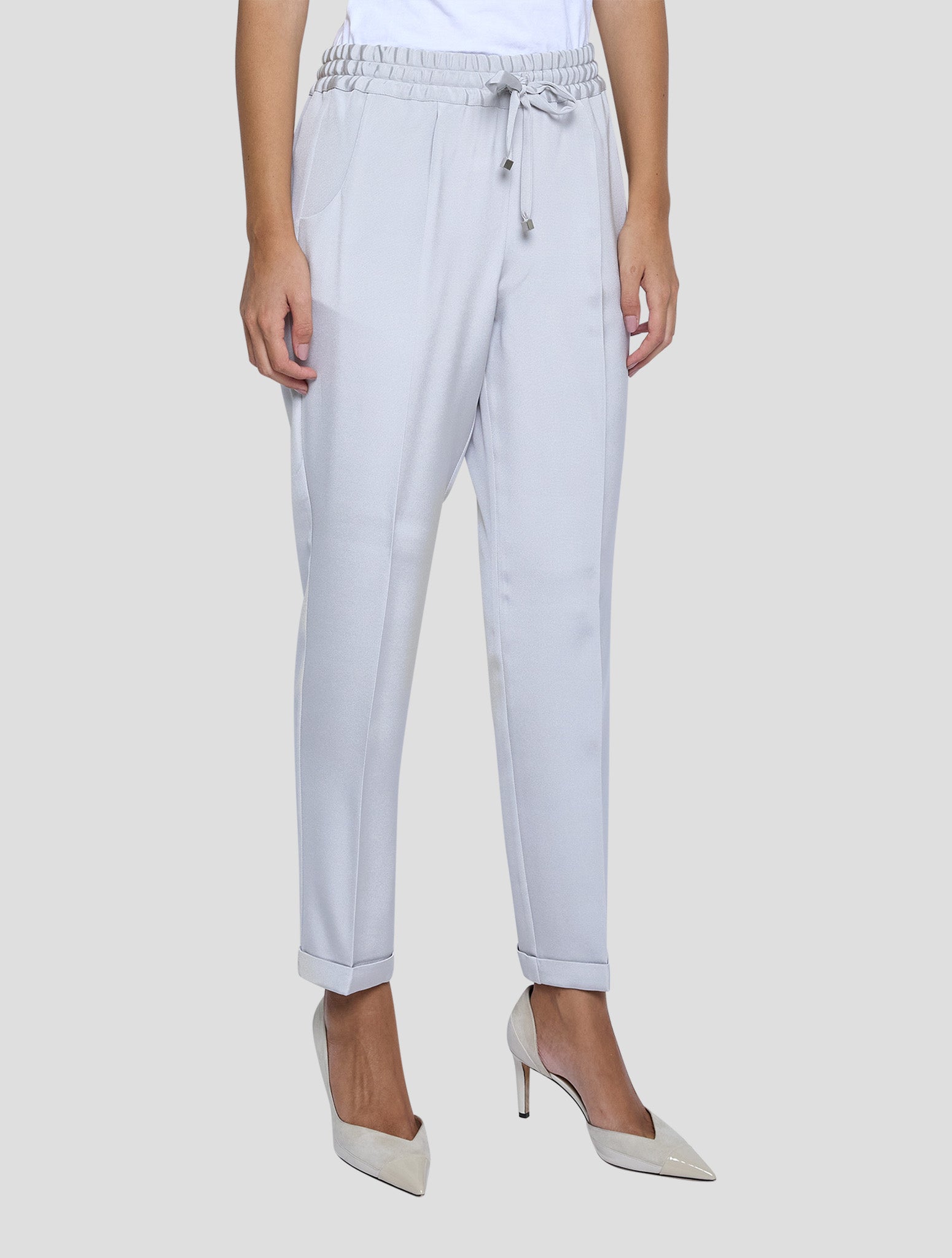 Kiton Gray Silk Ea Pants Women