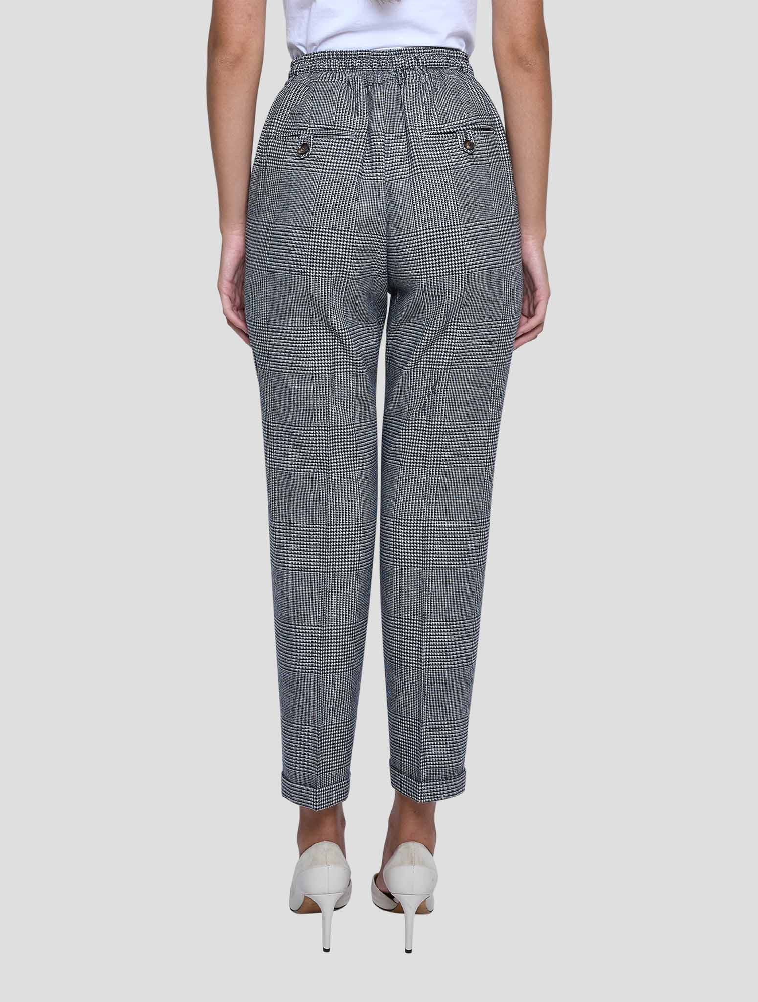 Kiton Black White Virgin Wool Cashmere Pants Women