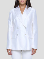 Kiton White Cotton Silk Blazer Women