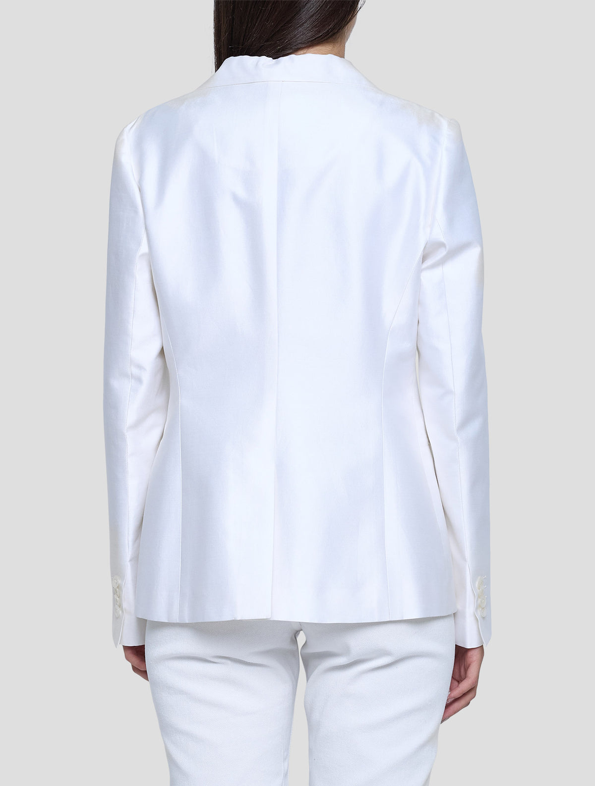 Kiton White Cotton Silk Blazer Women