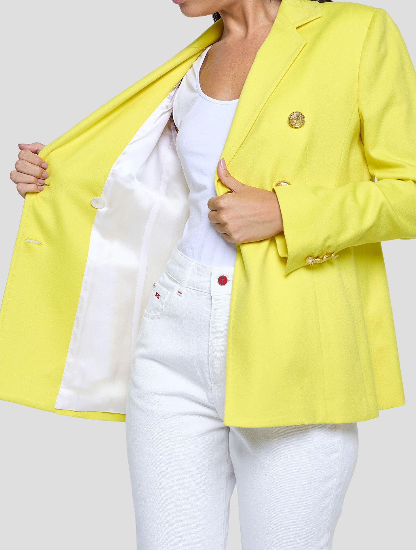 Kiton Yellow Cashmere Blazer Women