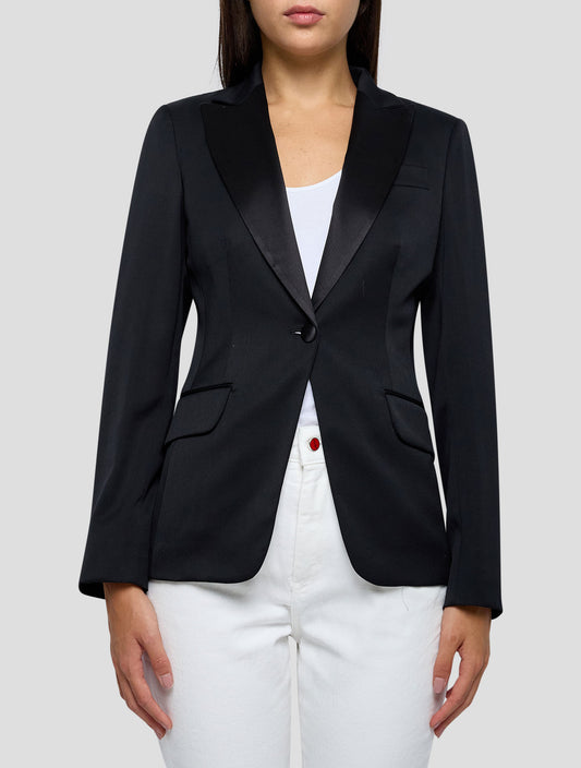 Kiton Black Virgin Wool Ea Blazer Women