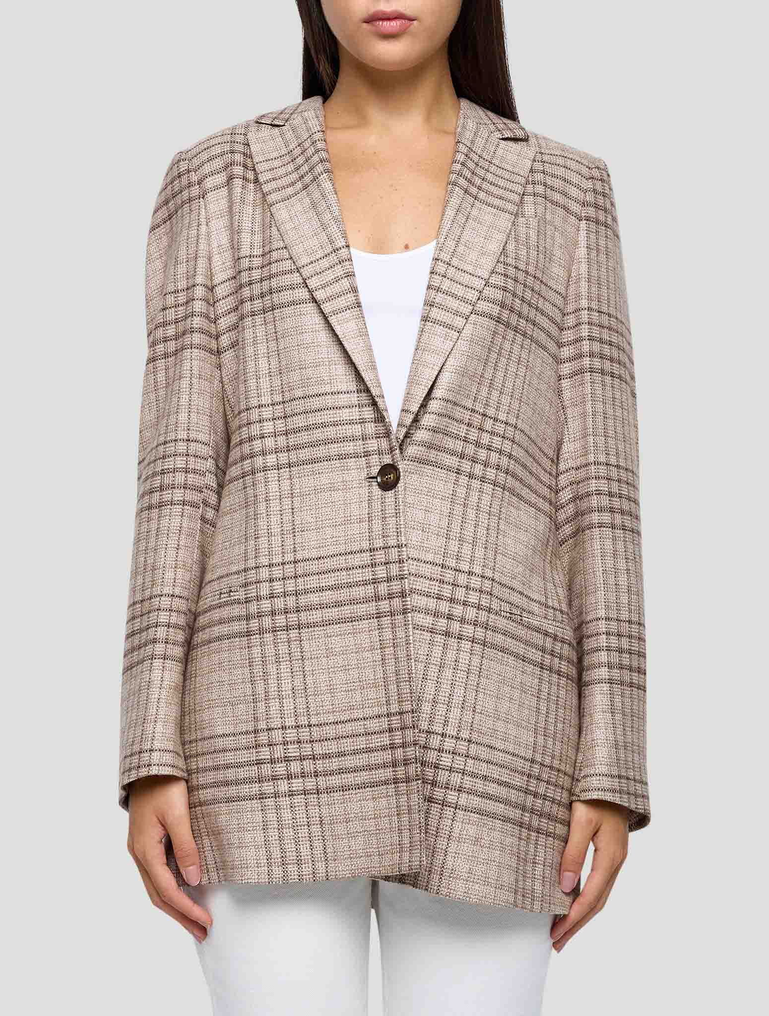 Kiton Brown Silk Cashmere Blazer Women