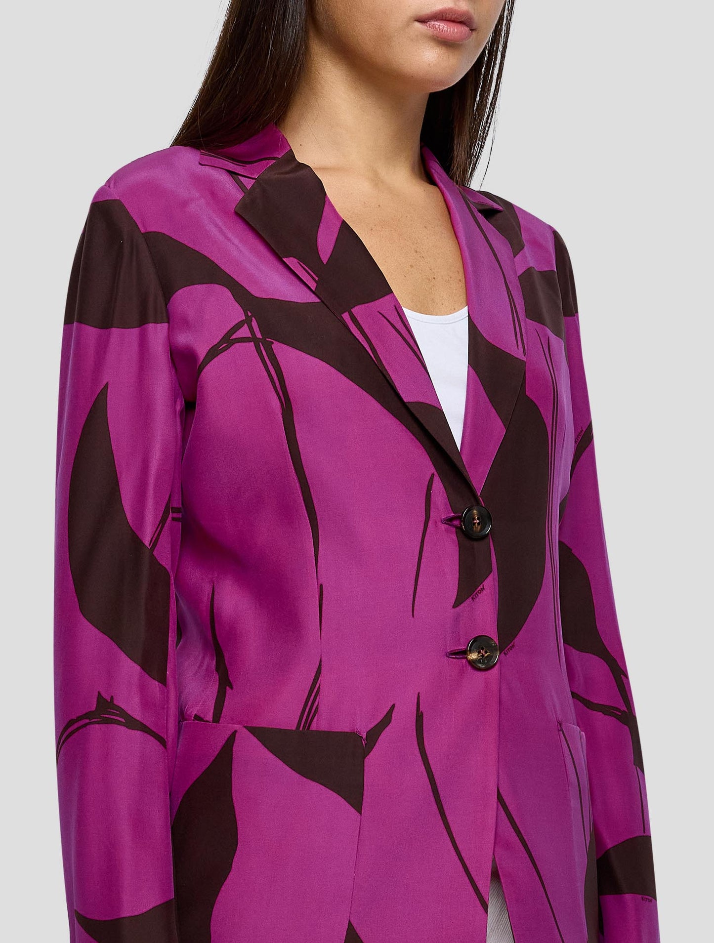 Kiton Fuchsia Brown Silk Blazer Women