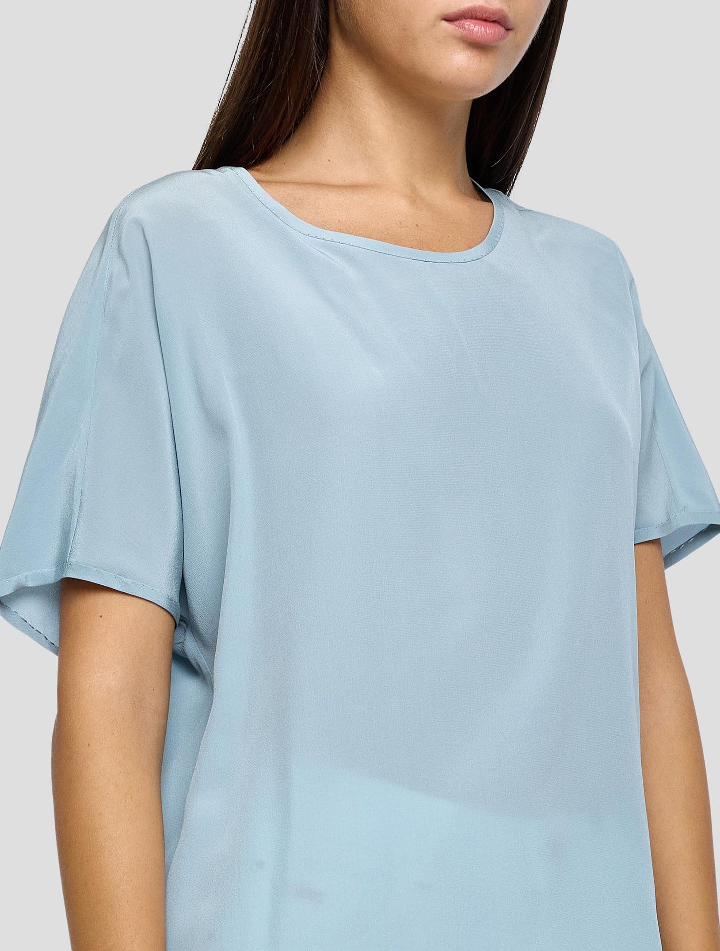 Kiton Light Blue Silk Shirt Women